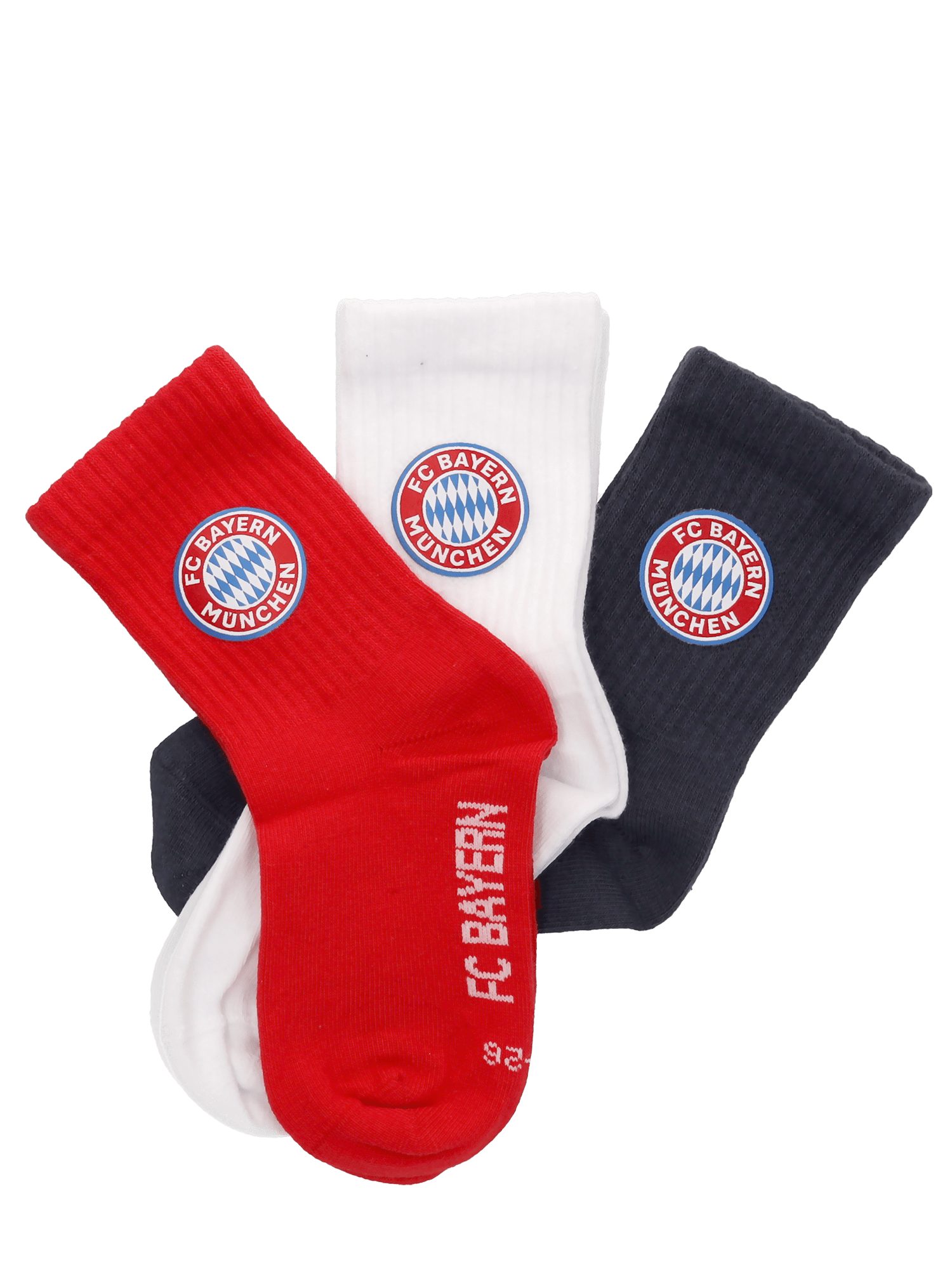 FC Bayern München Socken FC Bayern München, Crew Socken 3er-Set, Kinder, Mehrfarbig