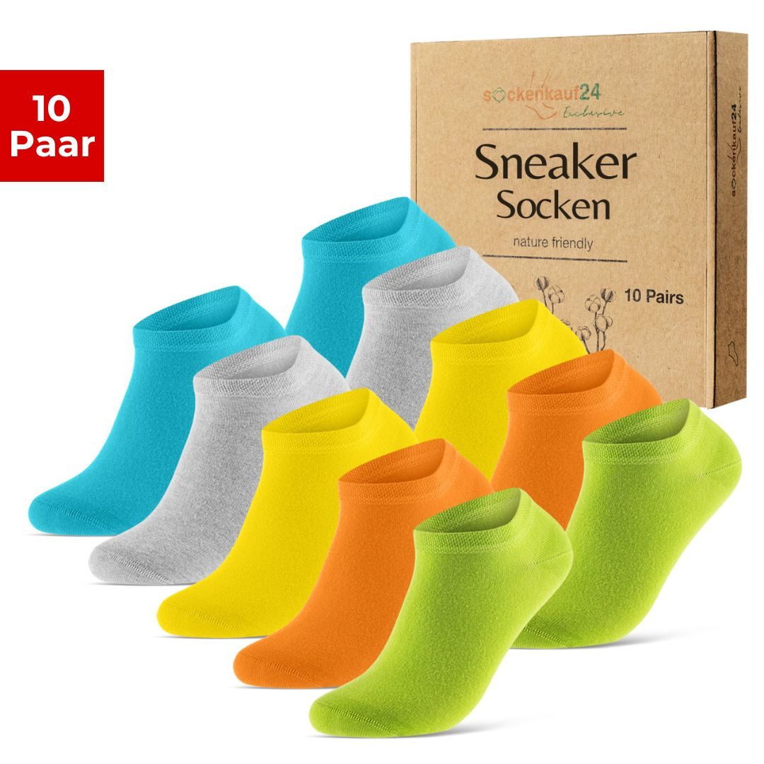 sockenkauf24 Носки для кроссовок 10 Paar Premium Sneaker Носки Herren & Damen (Buntmix, 43-46) gekämmte Baumwolle ohne drückende Naht (Exclusive Line) - 70102T WP