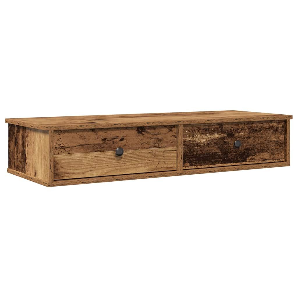 vidaXL Regal Wandregal mit Schubladen Altholz-Optik 100x37,5x19 cm, 1-tlg.