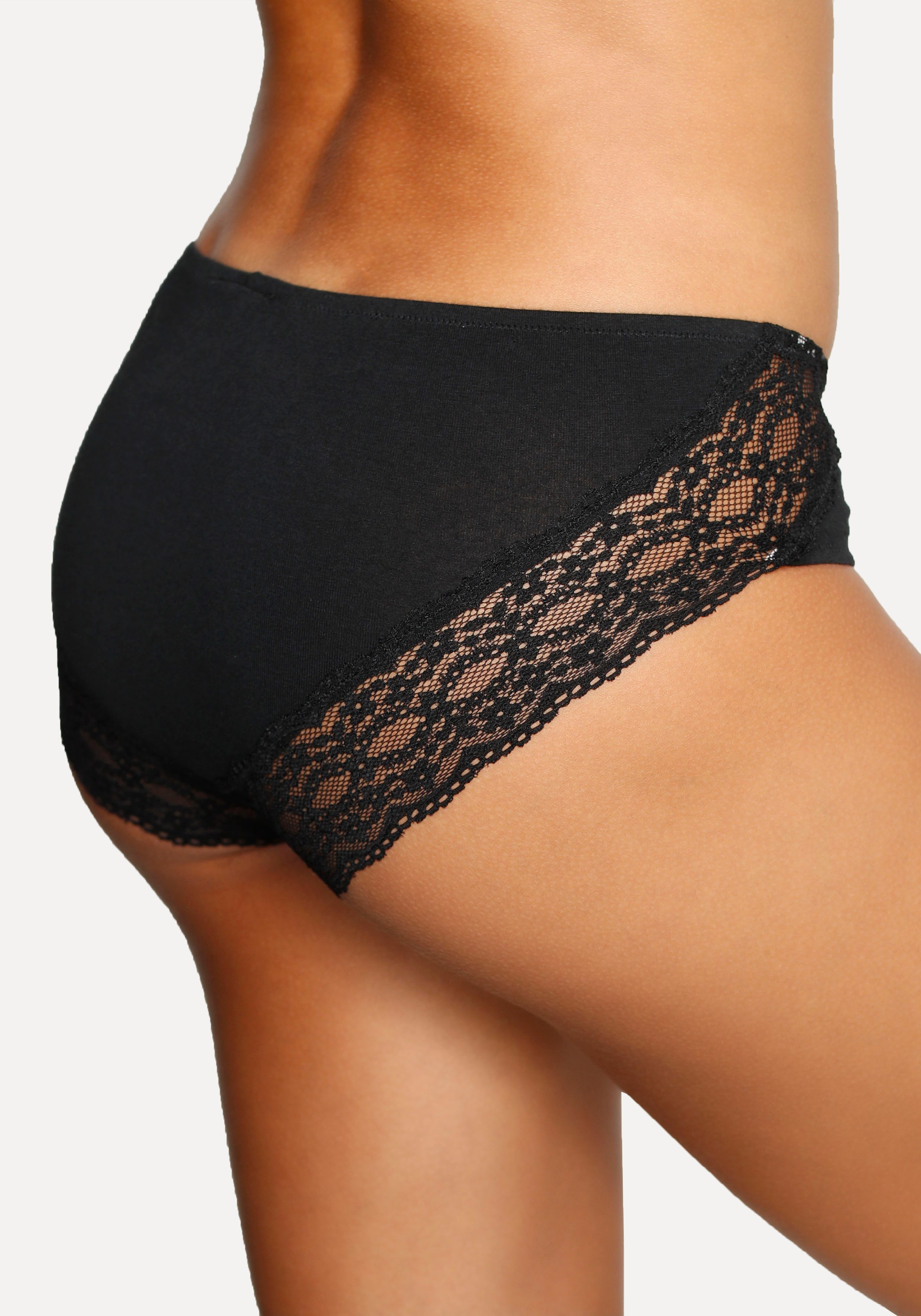 Vivance Jazz-Pants Slips (3er-Pack) aus elastischer Baumwolle mit floraler Spitze