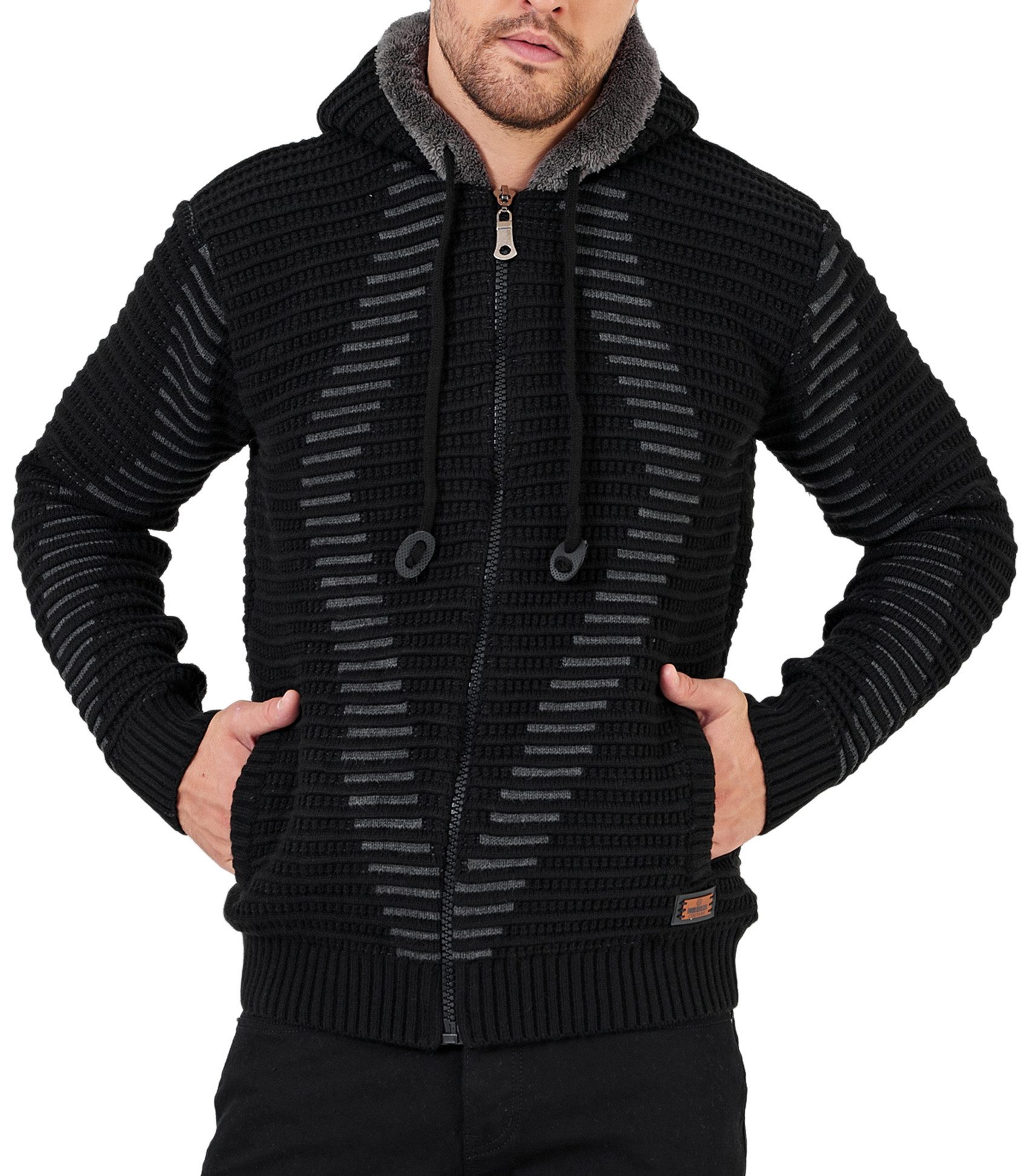 Baxboy Strickpullover Herren Gefütterte Winter Kapuzenpullover günstig online kaufen
