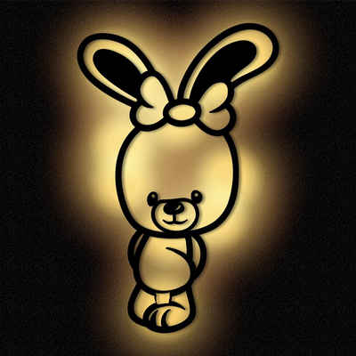 Namofactur LED Wandleuchte Hase Kinderzimer Baby Wand Dekoration, Nachtlicht für Kinder, LED fest integriert, Warmweiß
