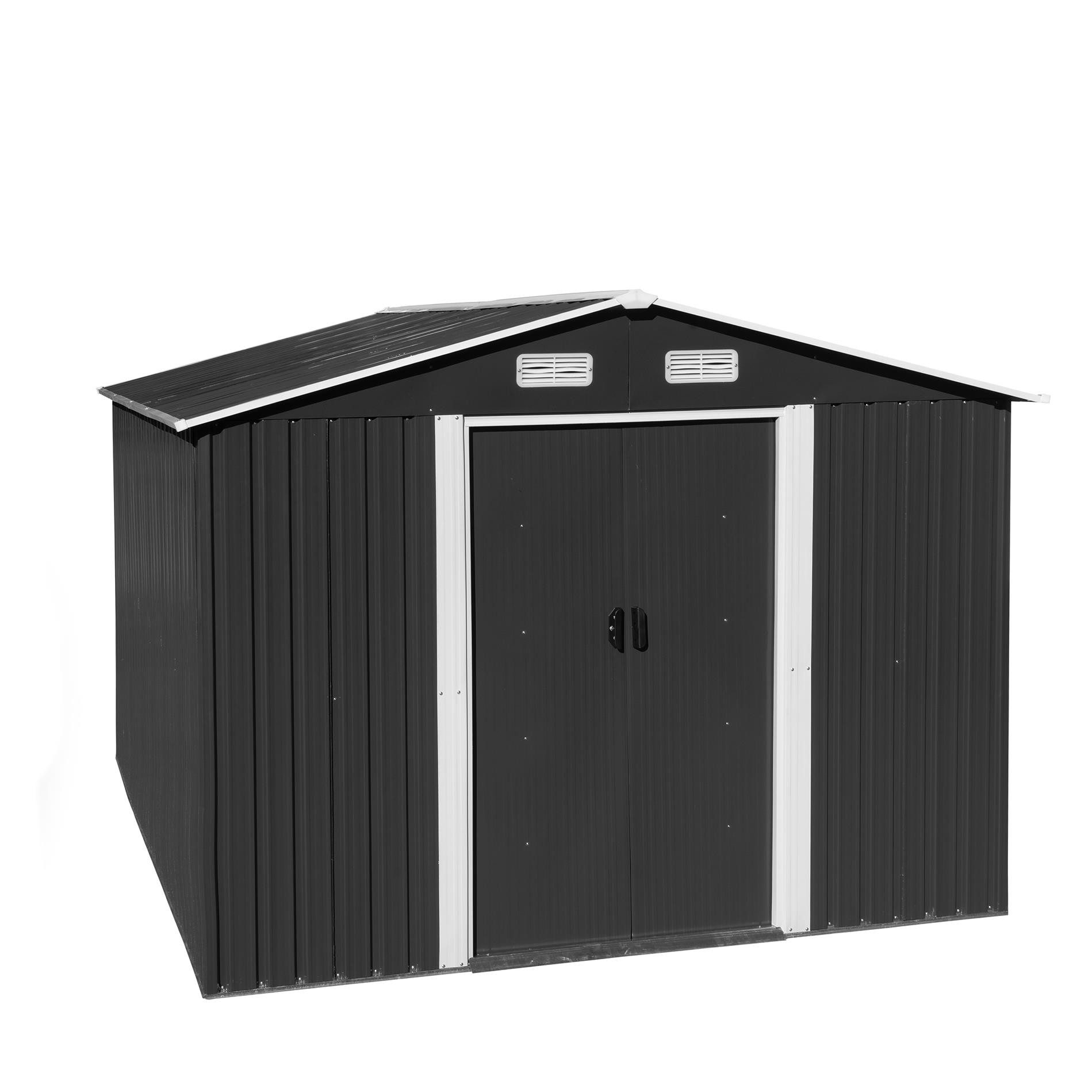 ESTEXO Gerätehaus Geräteschuppen Gartenhaus 392x257x178 cm Metall Fundament Anthrazit
