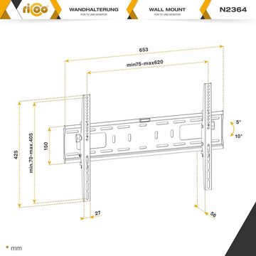 RICOO N2364 TV-Wandhalterung, (bis 70 Zoll, flach neigbar curved Fernseher Wand Halterung universal VESA 600 x 400)