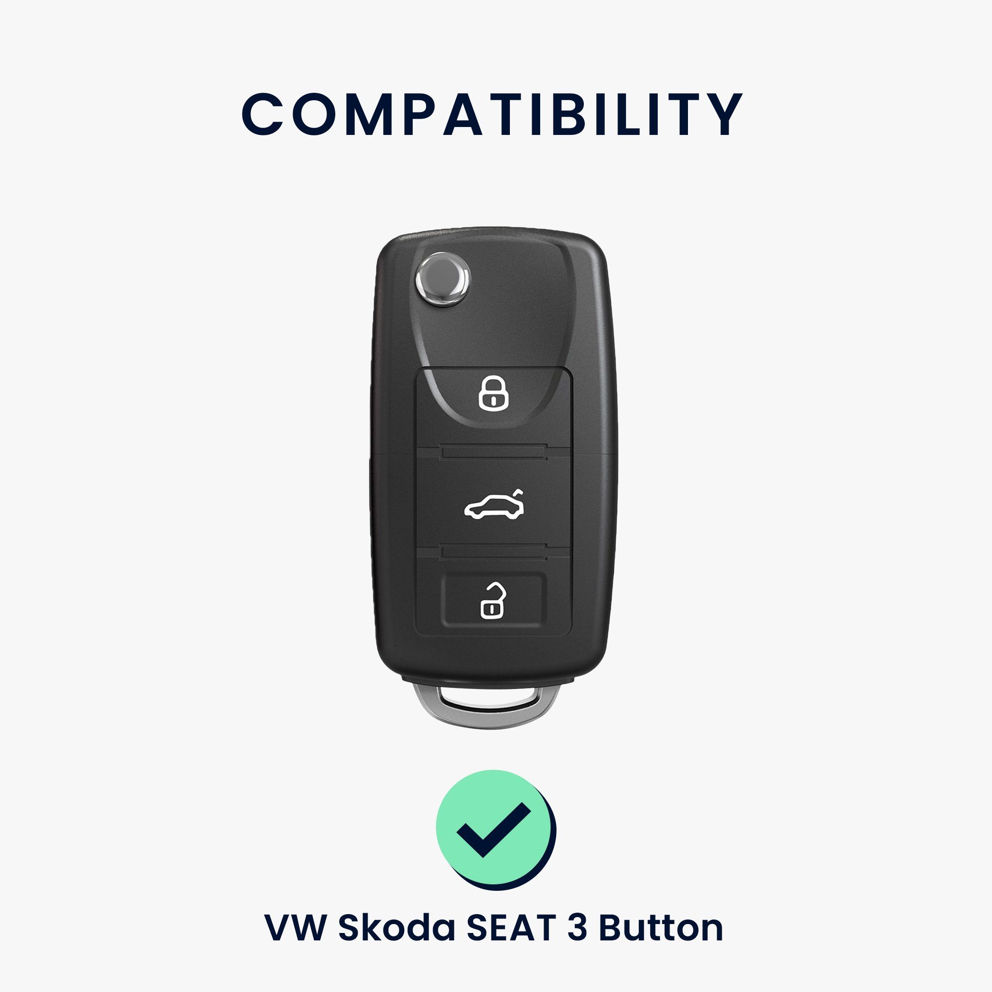 Case Schlüsseltasche Silikon Schlüsselhülle für Skoda Autoschlüssel Schwarz VW kwmobile Hülle Seat, Schlüssel Cover