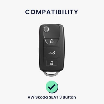 kwmobile Schlüsseltasche Autoschlüssel Silikon Hülle für VW Skoda Seat 3-Tasten Autoschlüssel (1-tlg), Schlüsselhülle aus Silikon - in Schwarz Rot