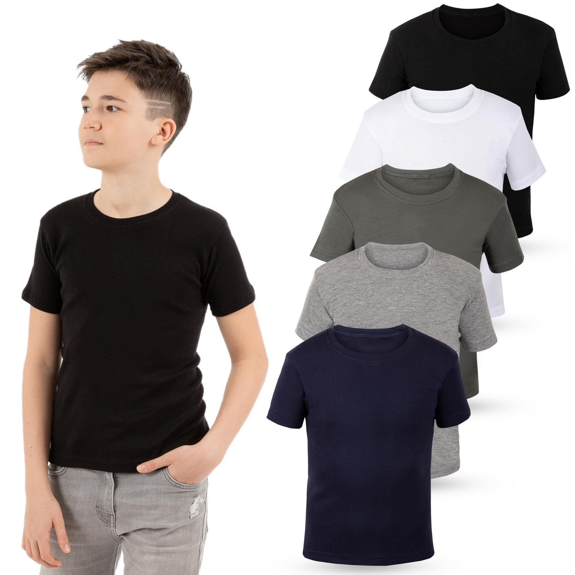 Unterhemd (Spar-Packung, 100% Kurzarm Unterhemd Mix LOREZA T-Shirt - 5-St) Shirt Jungen Baumwolle 5 Mädchen &