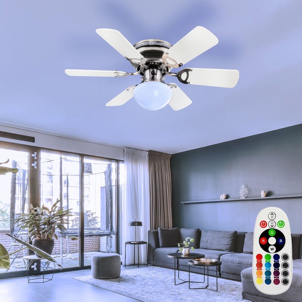 RGB LED Decken Ventilator Wohnzimmer 3-Stufen Kühler Fernbedienung Lampe dimmbar 