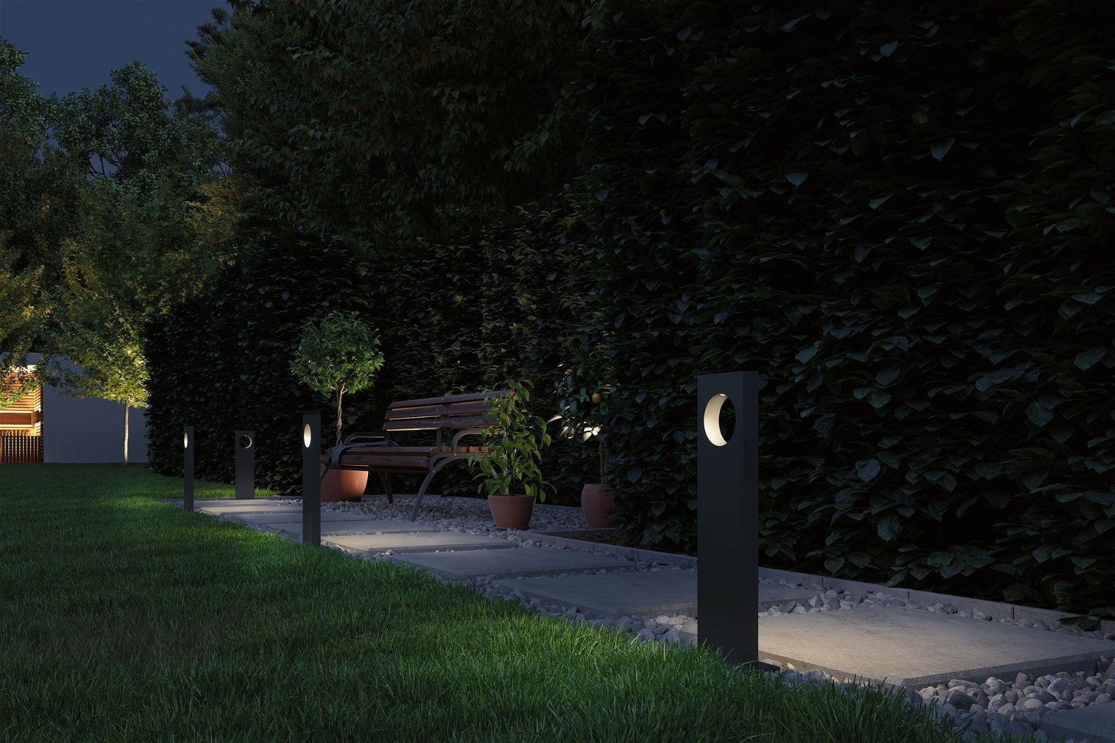 Paulmann LED Pollerleuchte Ivo IP65 505mm 3000K 5,5W 150lm 230V GrauAluminium, LED fest integriert, Warmweiß
