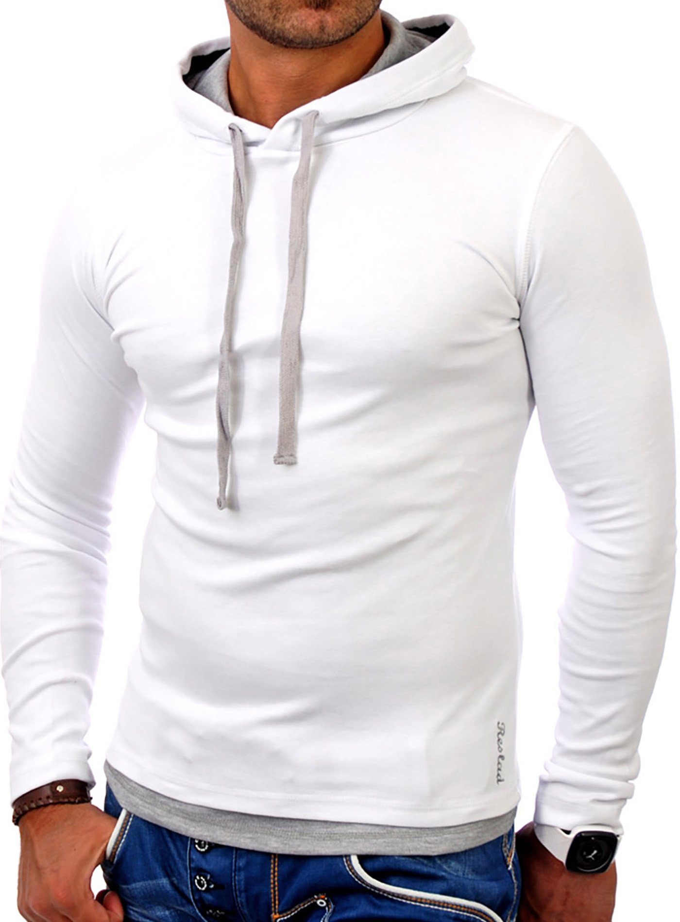 Reslad Sweatshirt Reslad Herren Kapuzen Sweatshirt RS-1003 (1-tlg) Kapuzensweatshirt Layer-Look