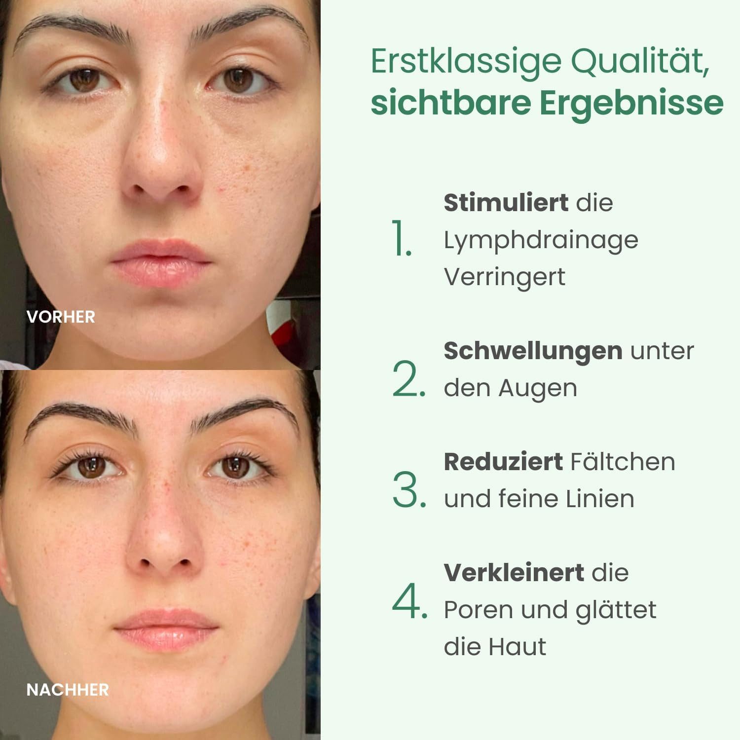 PLANTIFIQUE Massageroller 2-in-1 Beauty-Set mit Jade Gesichtsroller und Gua Sha Stein, Wiederverwendbar und einfach anzuwenden, Unterstützt ein frisches, gepflegtes und entspanntes Hautgefühl