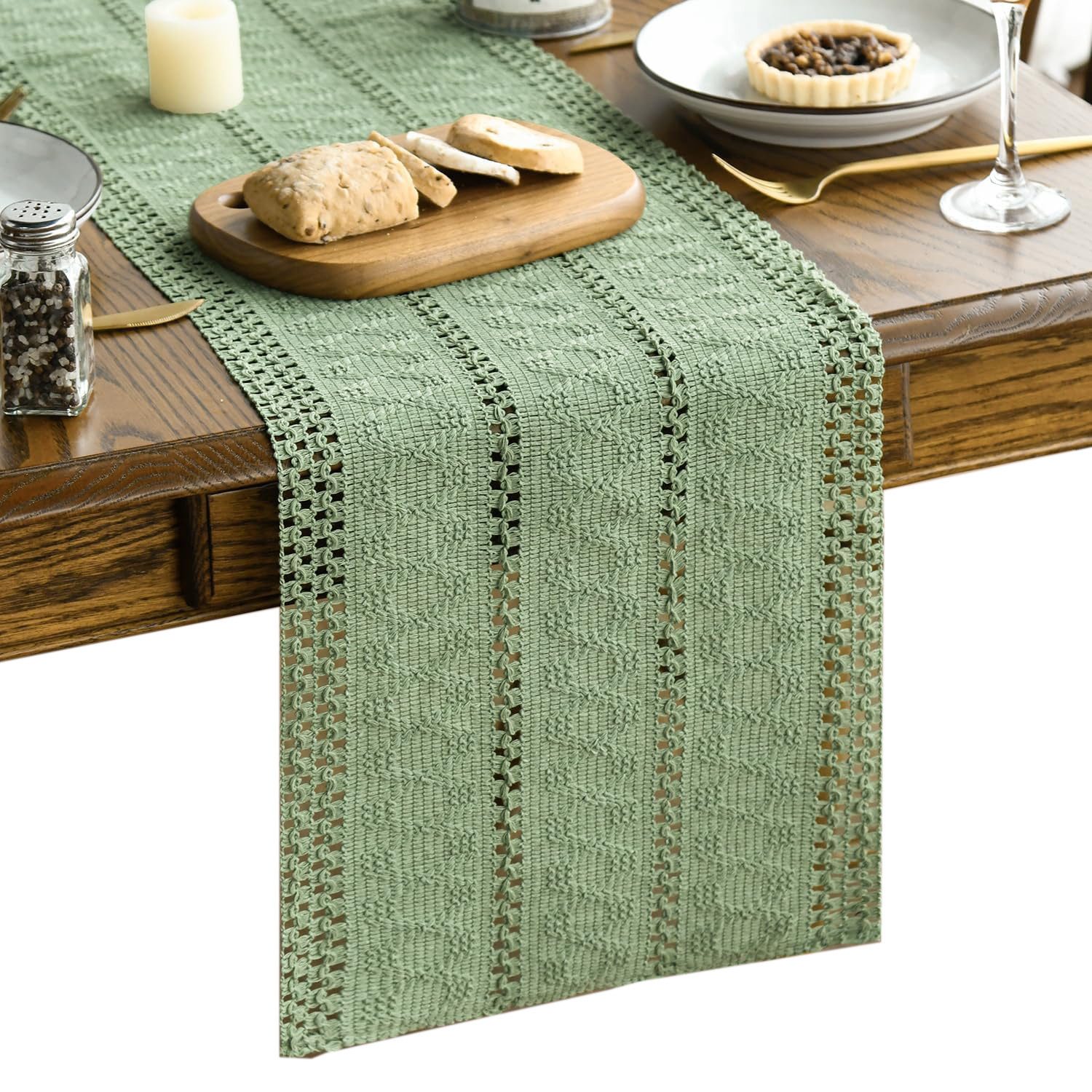 Agger Tischläufer Tischläufer im Landhausstil mit offenem Webmuster, Deko für Küche & Esstisch, Partydekoration — 30x 140 CM