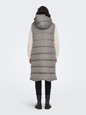 JACQUELINE de YONG Steppweste Lange Puffer Steppweste mit Kapuze JDYVISKAS 6401 in Taupe