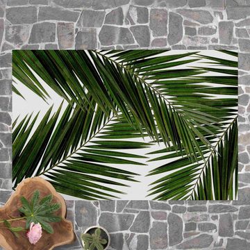 Teppich Vinyl Wohnzimmer Schlafzimmer Flur Küche Palmenblätter, Bilderdepot24, rechteckig - grün glatt, nass wischbar (Küche, Tierhaare) - Saugroboter & Bodenheizung geeignet