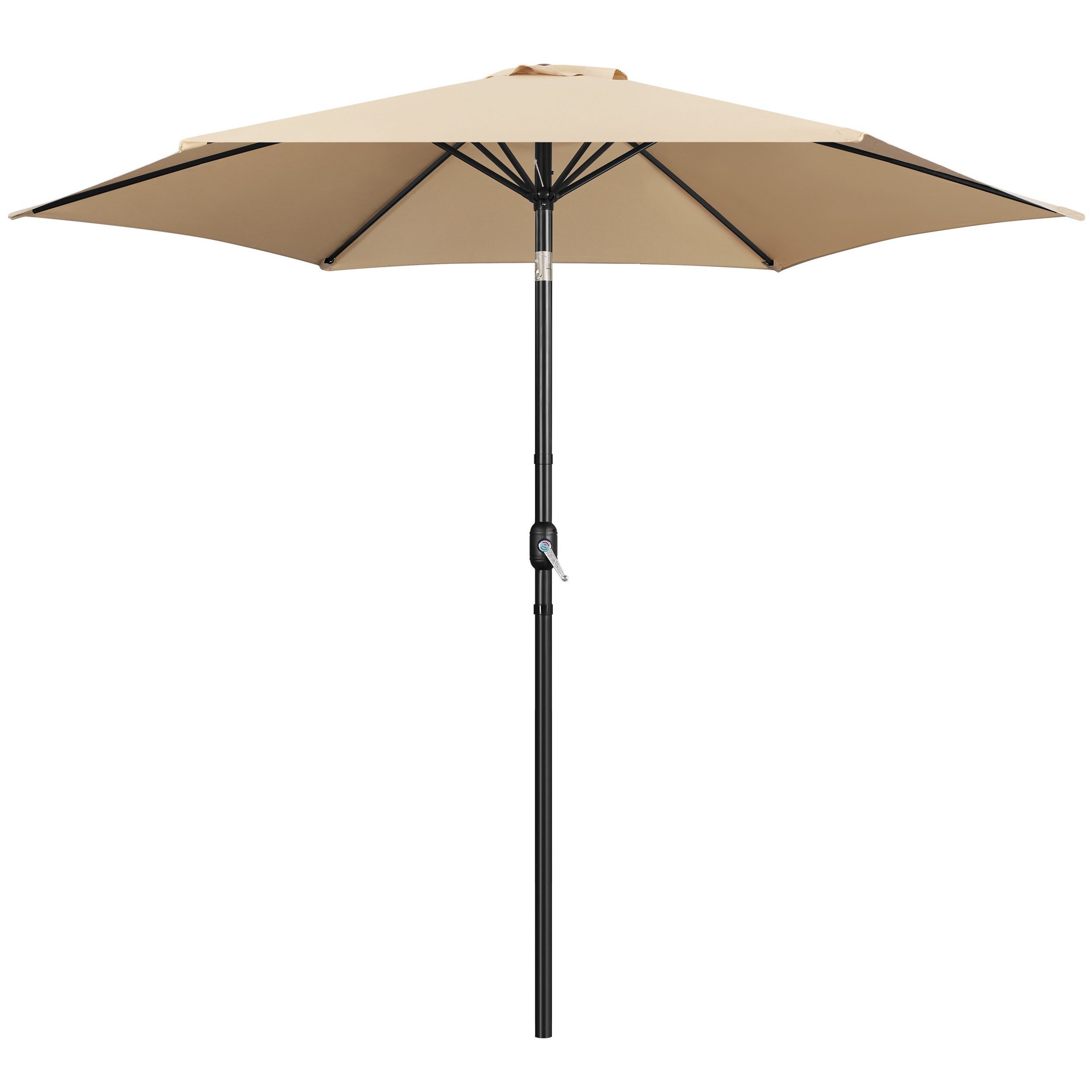 Yaheetech Sonnenschirm Φ 226/269/294 cm, Garten- und Marktschirm mit 6 Metallstreben für Balkon/Terrasse/Garten