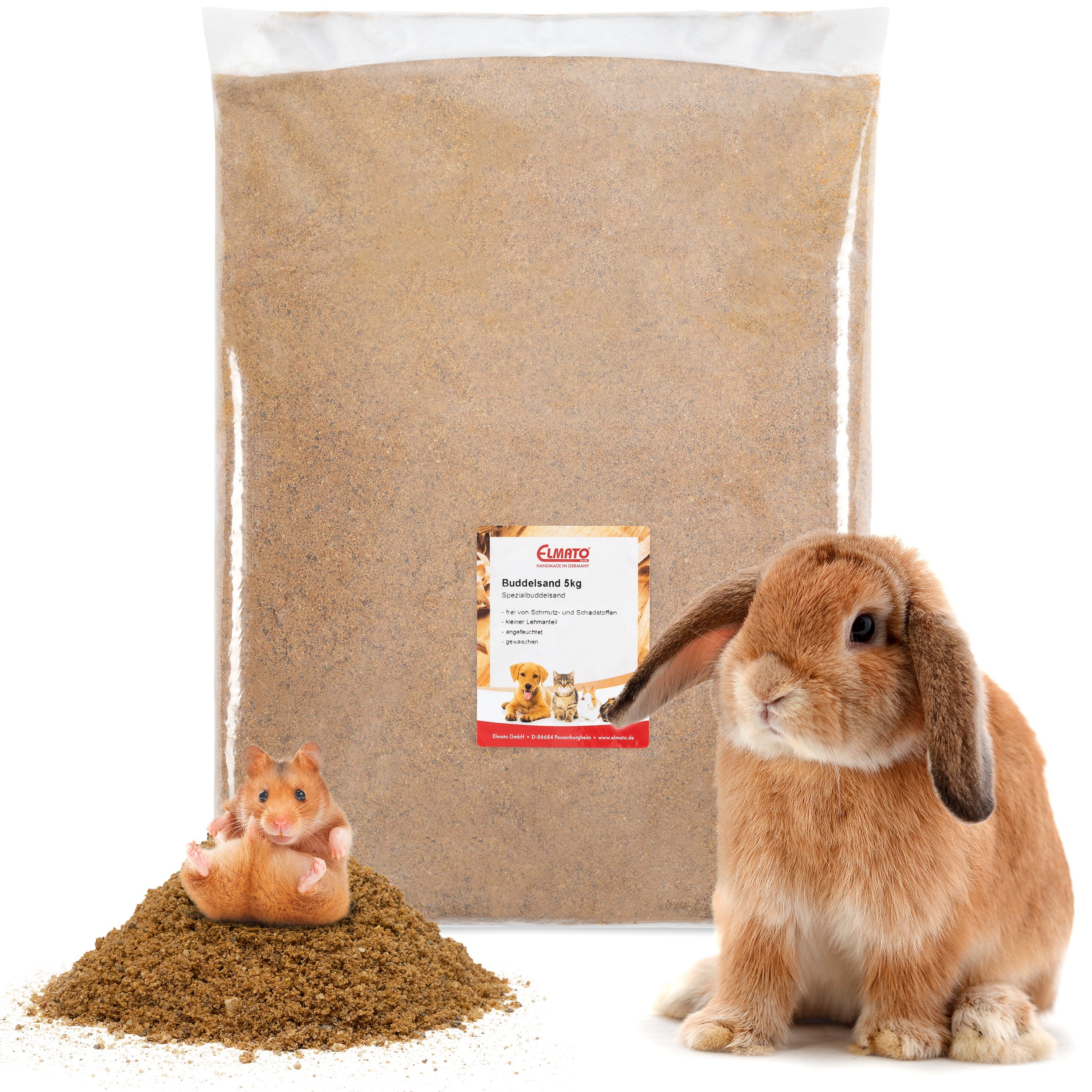 ELMATO Badesand Elmato 12080 Spezial Buddelsand für Kaninchen Hasen Nager 5 kg
