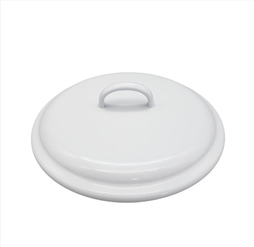 (1x), 20 Emaille, Schüssel Bauernschüssel Linoows Schüssel Suppenschüssel, mit cm Deckel mit Deckel, Weiß Emaille