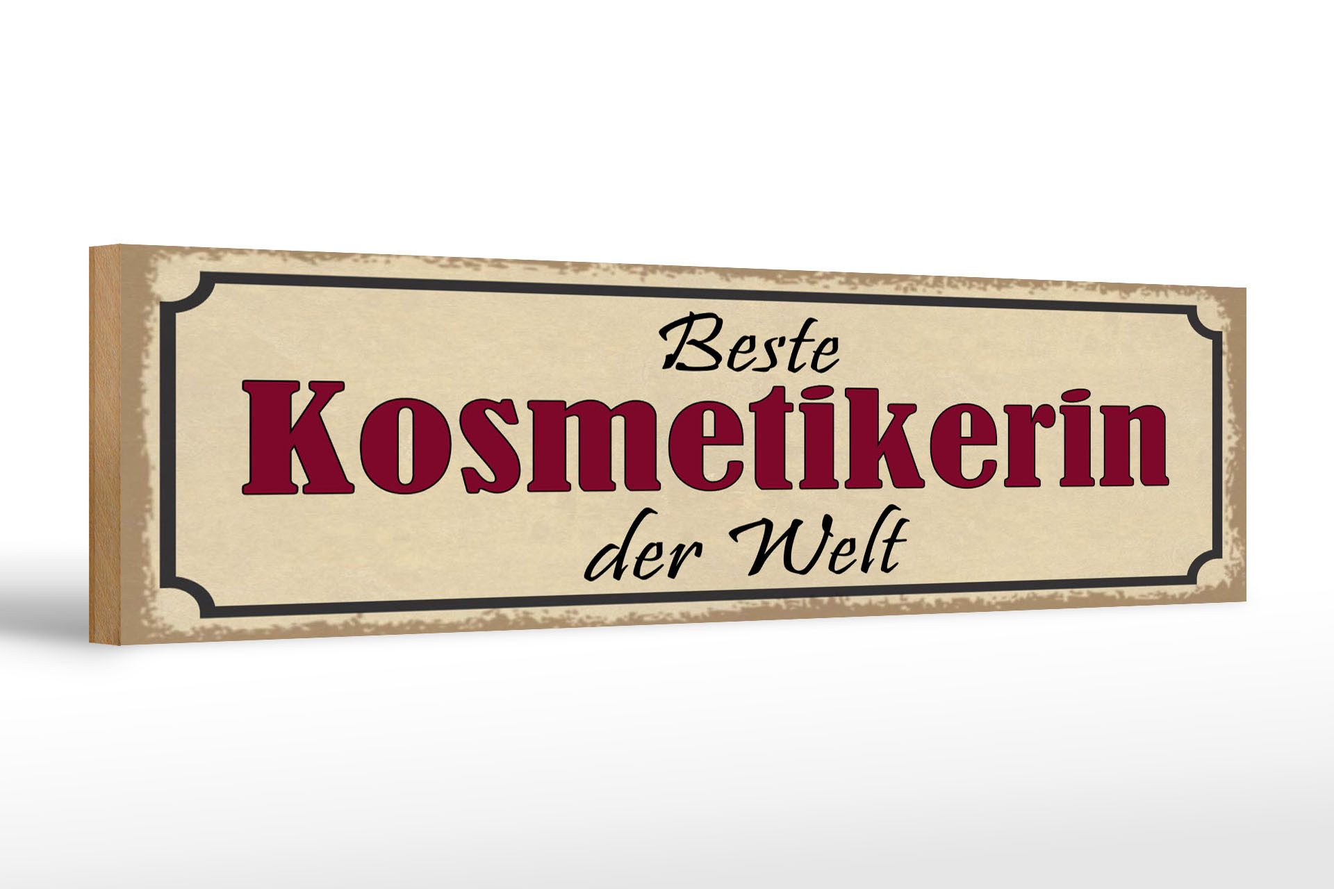 Femer GmbH Holzbild Spruch 46x10 cm Beste Kosmetikerin der Welt, (1 St), Glatte Holzfaserplatte (MDF), vorn beschichtet