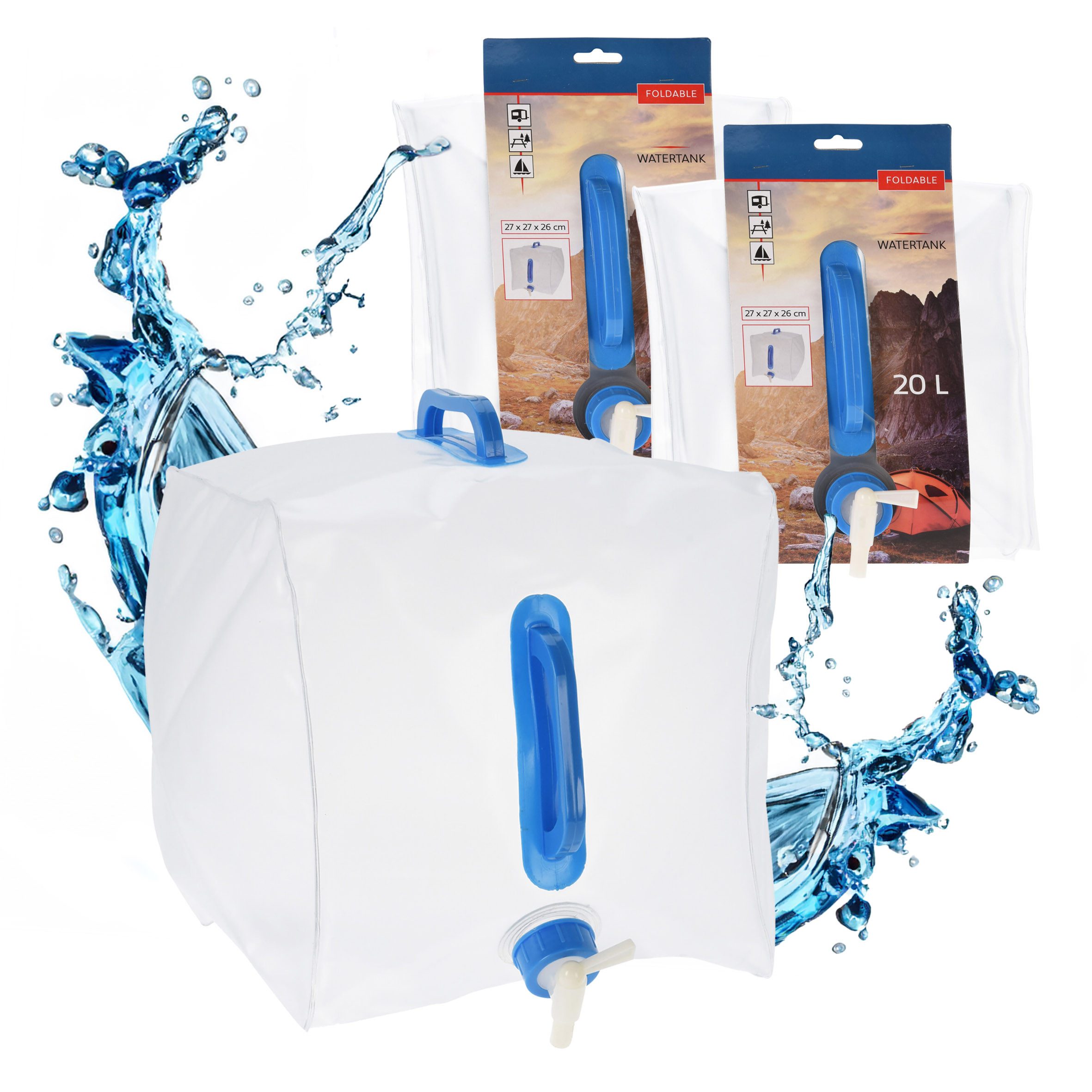 Spetebo Kanister Faltbarer Wasserkanister mit Zapfhahn (Set, 2 St., Wasserbeutel), Tragbarer Wassertank für Camping und Reise