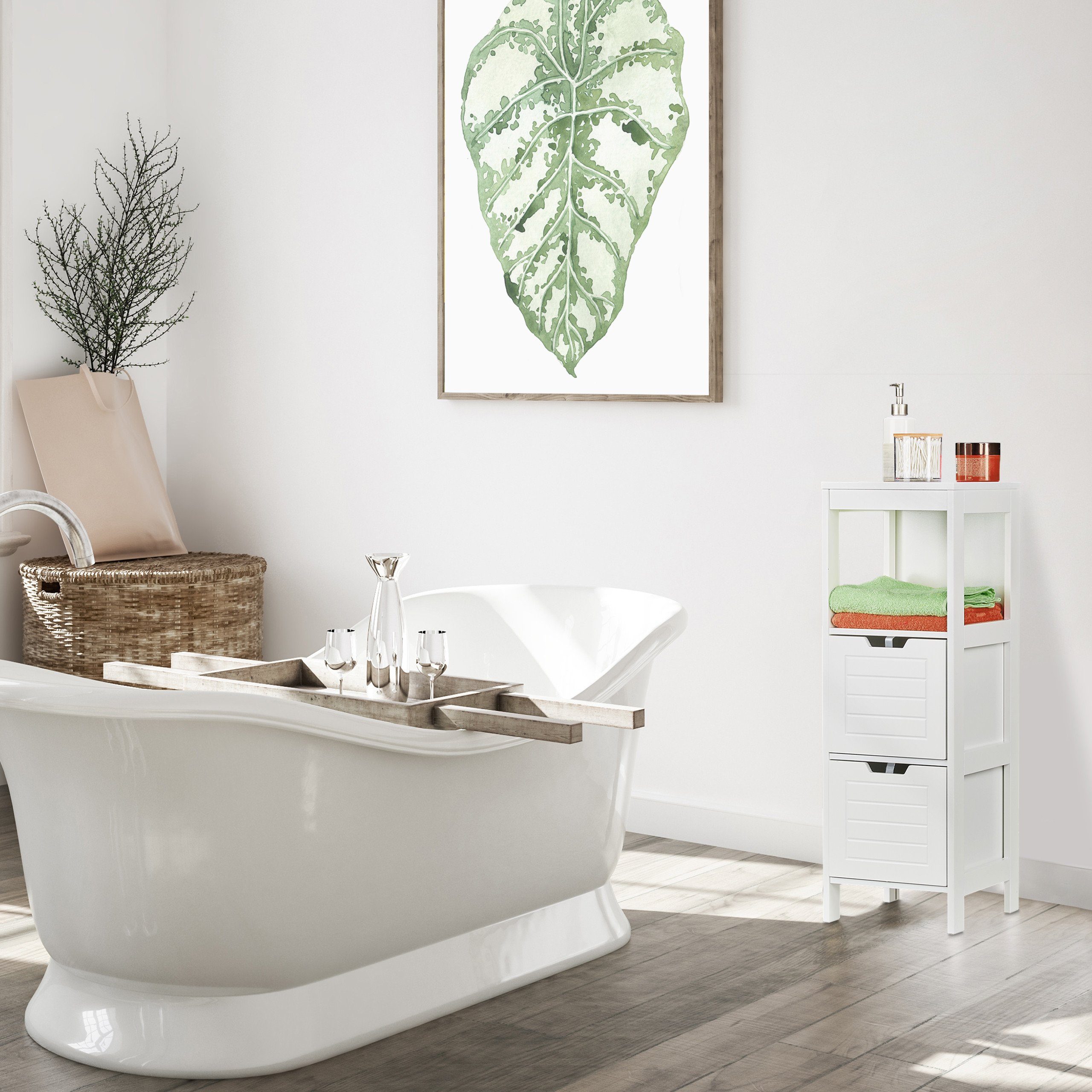 relaxdays Badregal Badezimmerschrank weiß, 3-tlg. – Bild 5 von 5