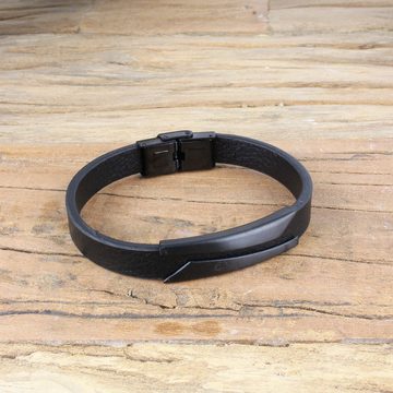 KARMA Armband Lederarmband Echtleder schwarz oder braun modern Amrband Leder (Herrenschmuck Herrenarmband), mit Edelstahl modernes Design