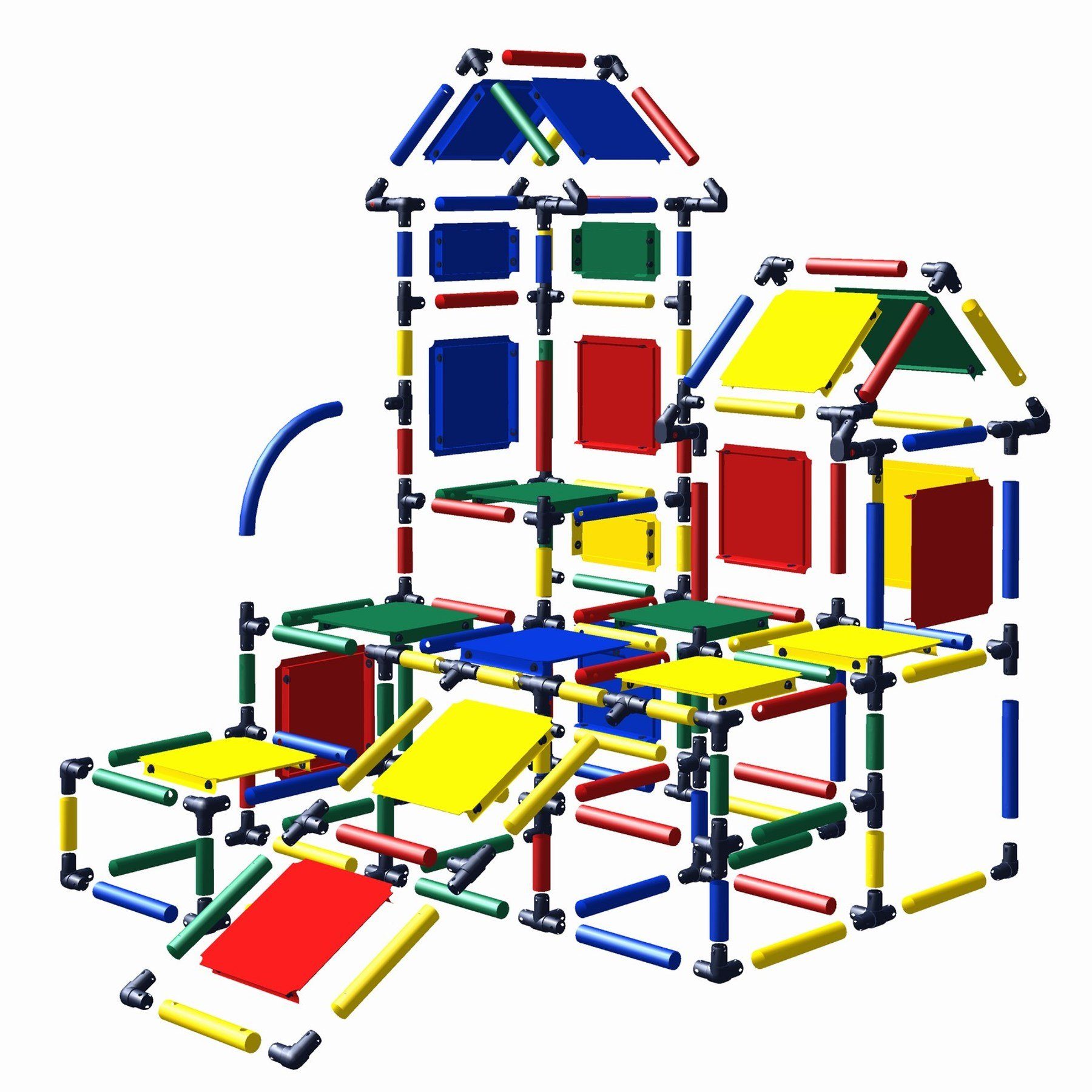 move and stic Klettergerüst LUISE mit Kleinkindrutsche Konstruktions-Spielset, (Spielset zur Motorikförderung), Motoriktrainer, erweiterbar, recyclebarem Kunststoff, Made in Germany