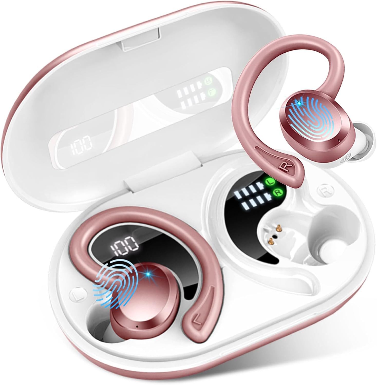 walkbee Наушники Bluetooth 5.3 Наушники,Sport Наушники,In-Ear-Kopfhörer Bluetooth-Kopfhörer (mit 4 ENC Noise Cancelling Mic, In Ear Наушники mit HiFi Stereo, Kabellos Bluetooth 5.3, 48 Std Spielzeit Kabellose Ohrhörer, IP7 Wasserdicht, Dual LED-Anzeige)