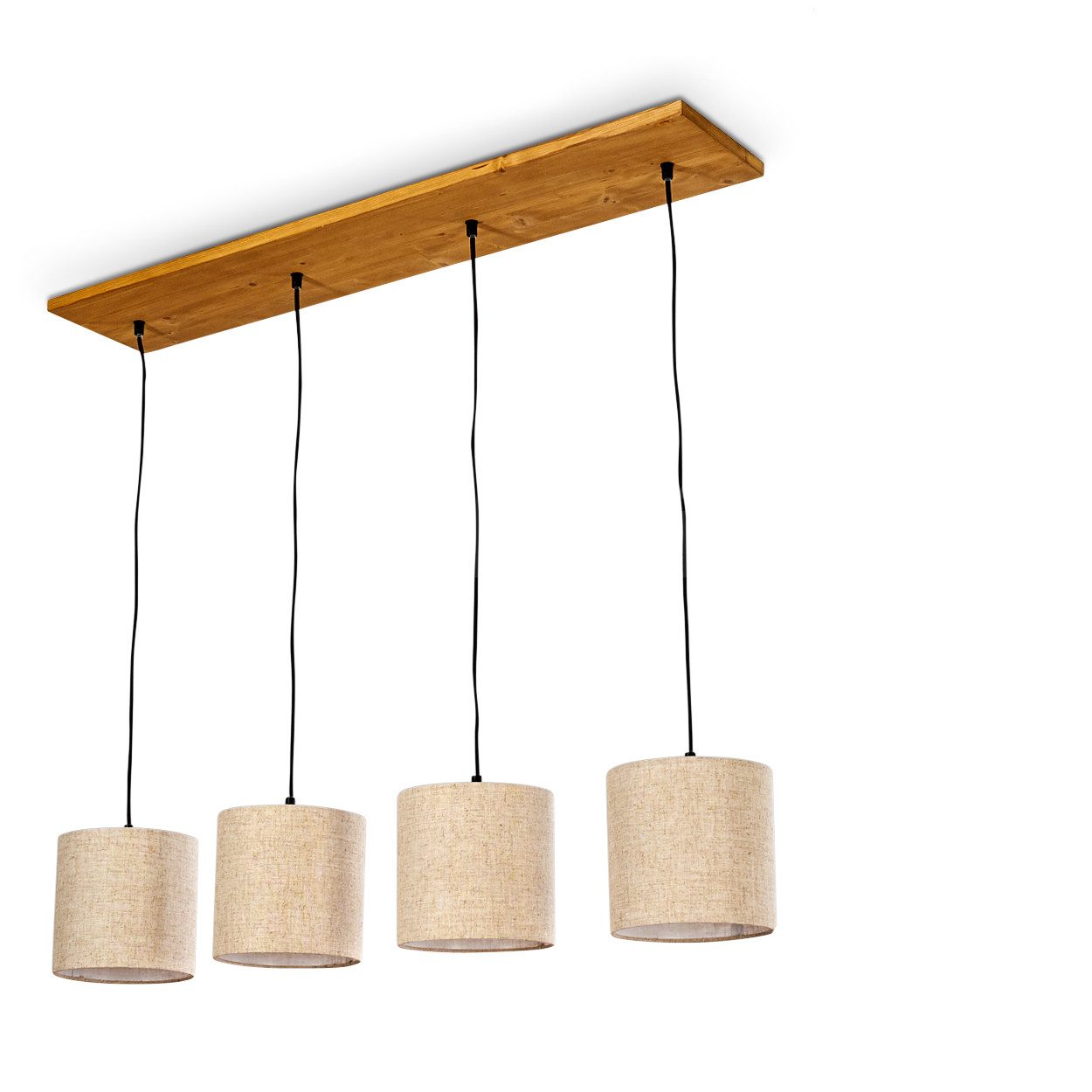 hofstein Pendelleuchte »Meolo« Hängelampe aus Holz/Textil in Natur/Schwarz, günstig online kaufen