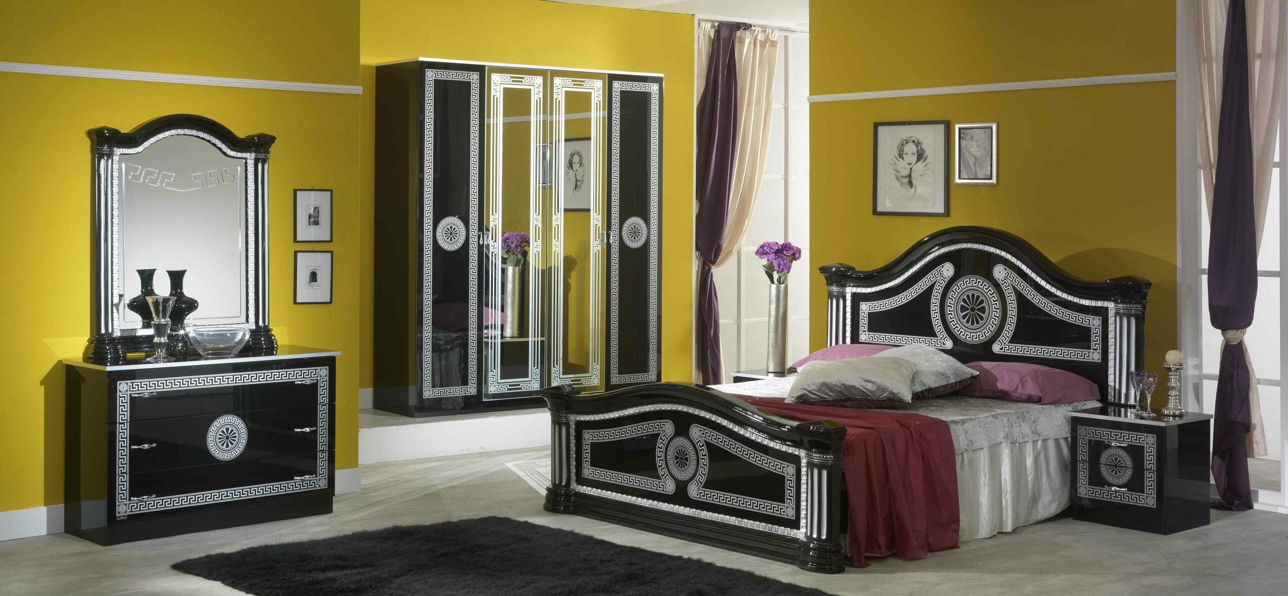 JVmoebel Schlafzimmer-Set Königliches Schlafzimmer-Set mit modernem Bett und Nachttisch, Made in Europa