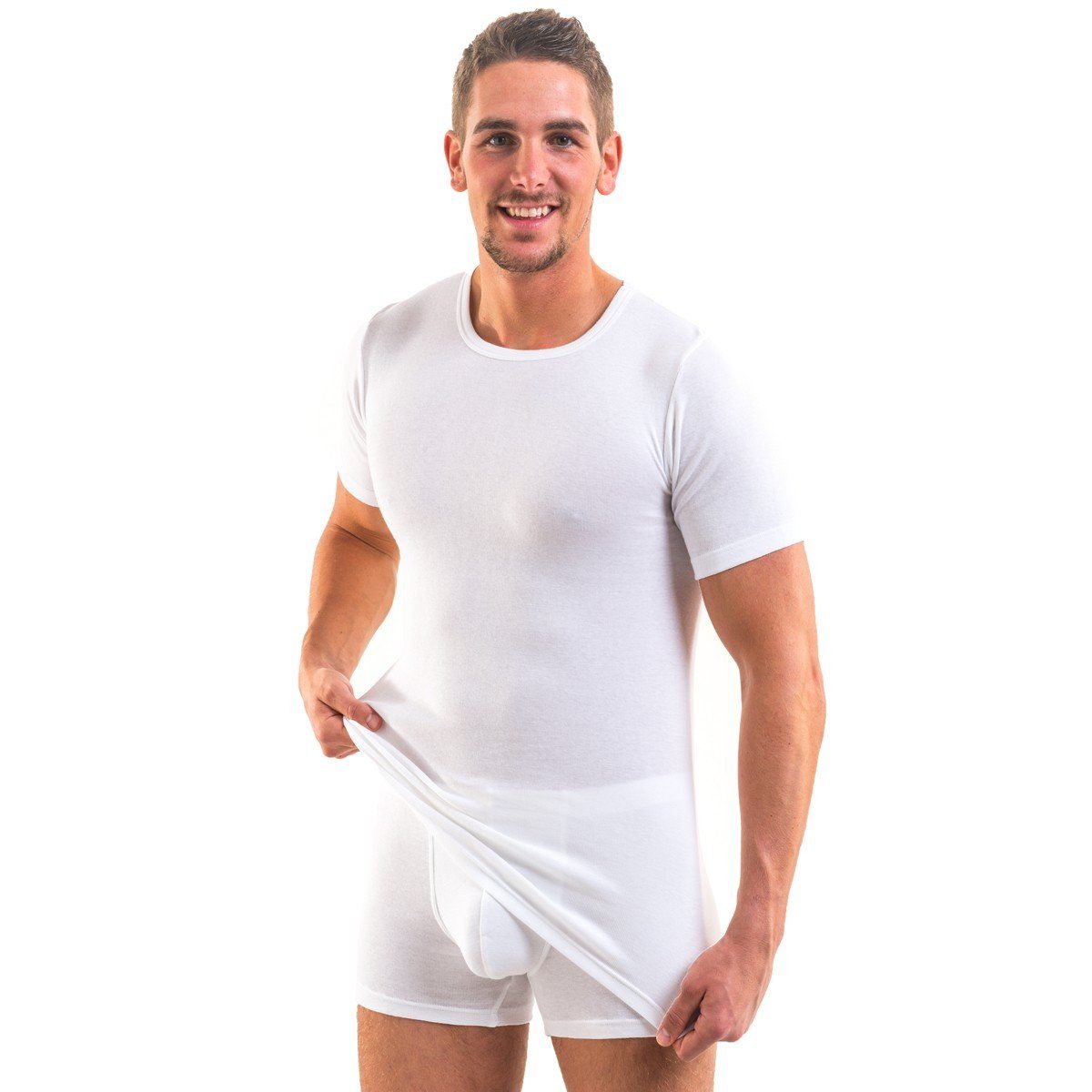 HERMKO Unterziehshirt 3840 (Pack, 2er) Bio Baumwolle kurzarm Basic Feinripp hergestellt in EU
