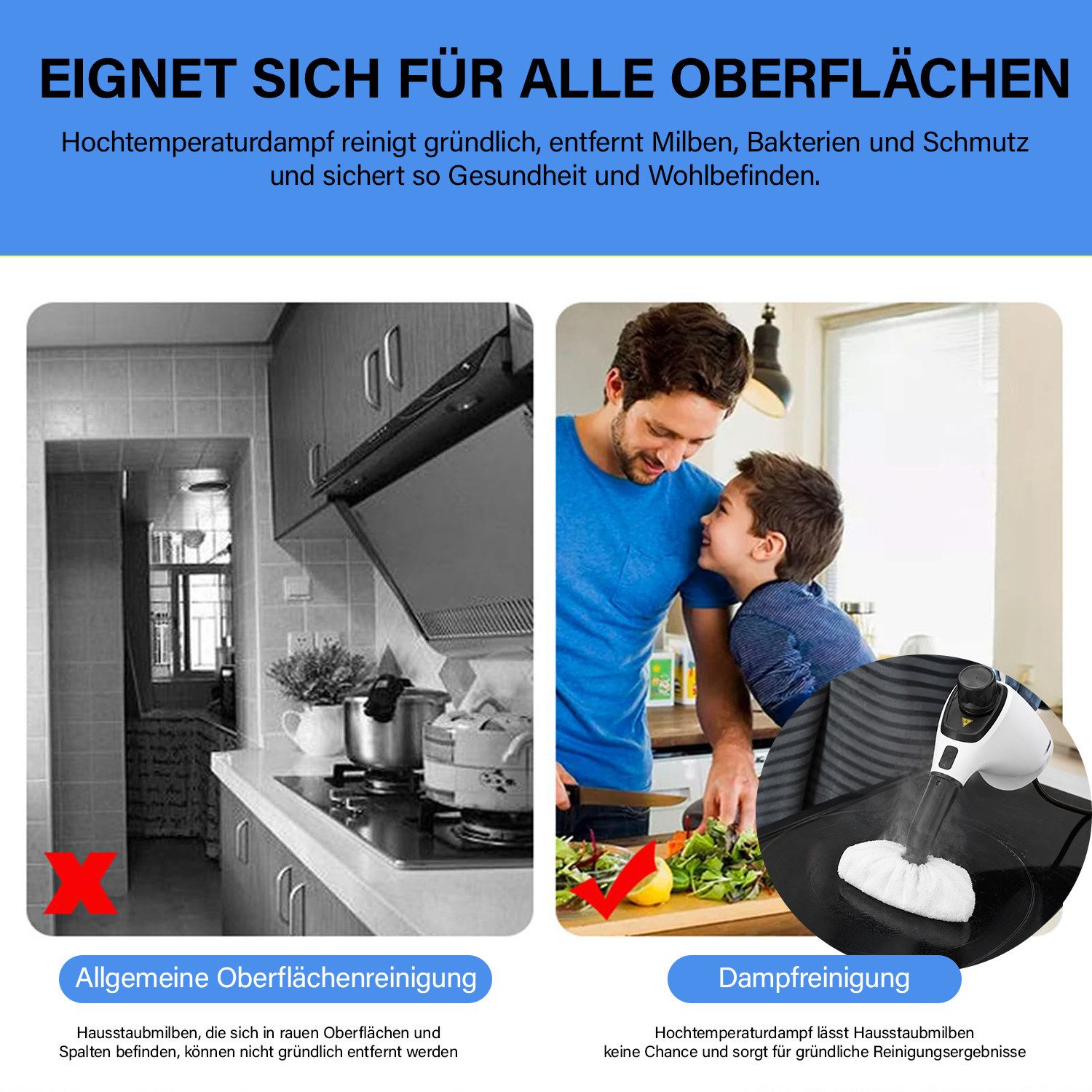 MOPUEA Reinigungsbürsten-Set 12 Stück Mikrofaser-Tuchset,Dampfreiniger Ersatztücher, (3 Mikrofaserbezüge 2 Schleiftücher 3 Düsenbezüge 4 Rundbürsten), Passendes – Bild 5 von 5