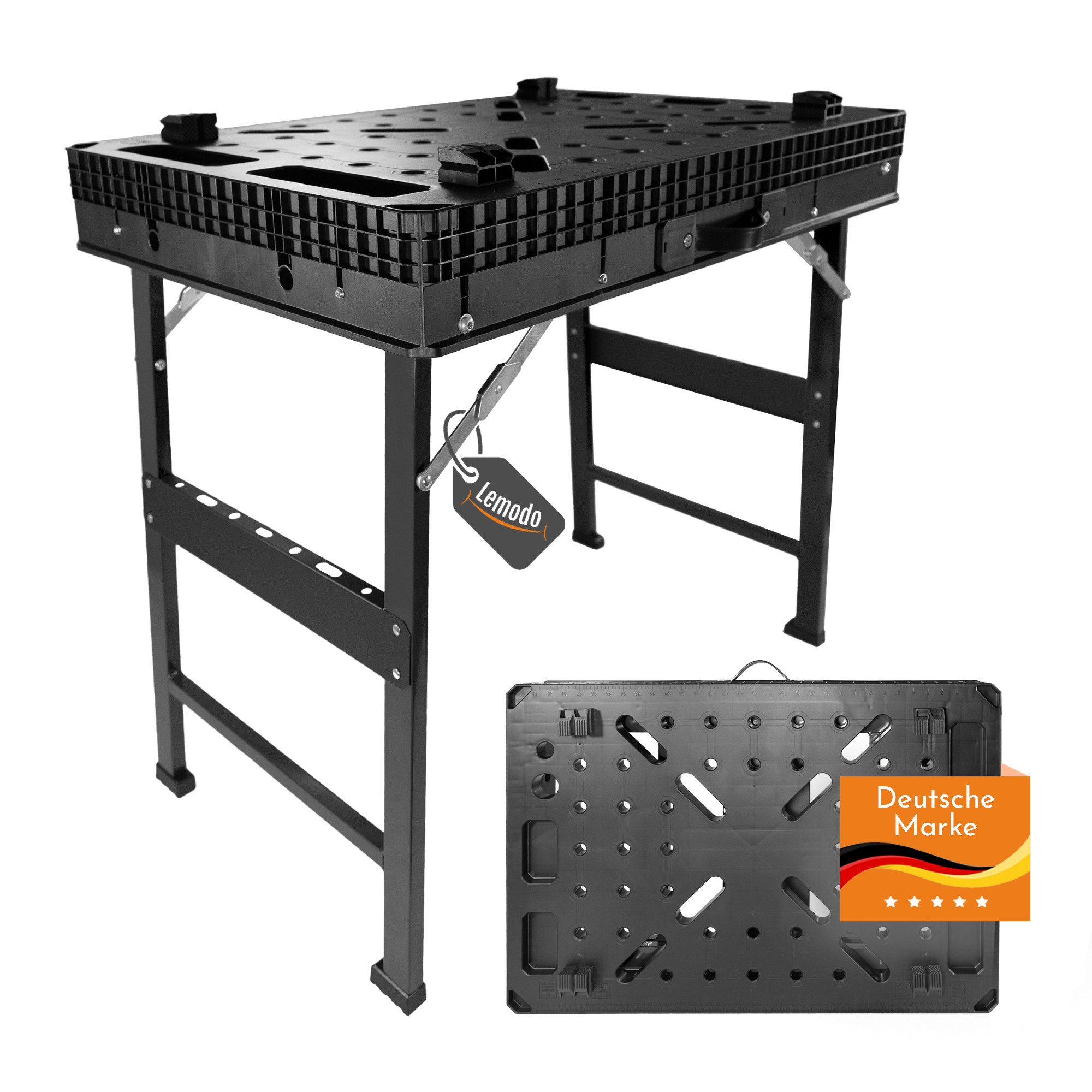 Lemodo Werkbank klappbar - mobiler Spanntisch, Arbeitstisch bis 454 kg, 86,5x59,5x80,5 cm L/B/H