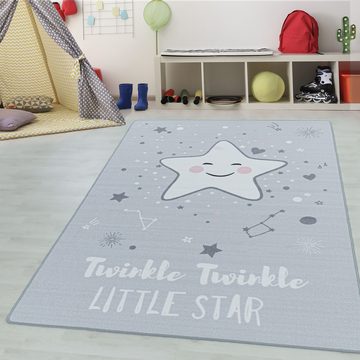 Teppich Sterne-Design, Teppium, Rechteckig, Höhe: 7 mm, Kinderteppich Sterne-Design Teppich Kinderzimmer Rutschfest Waschbar