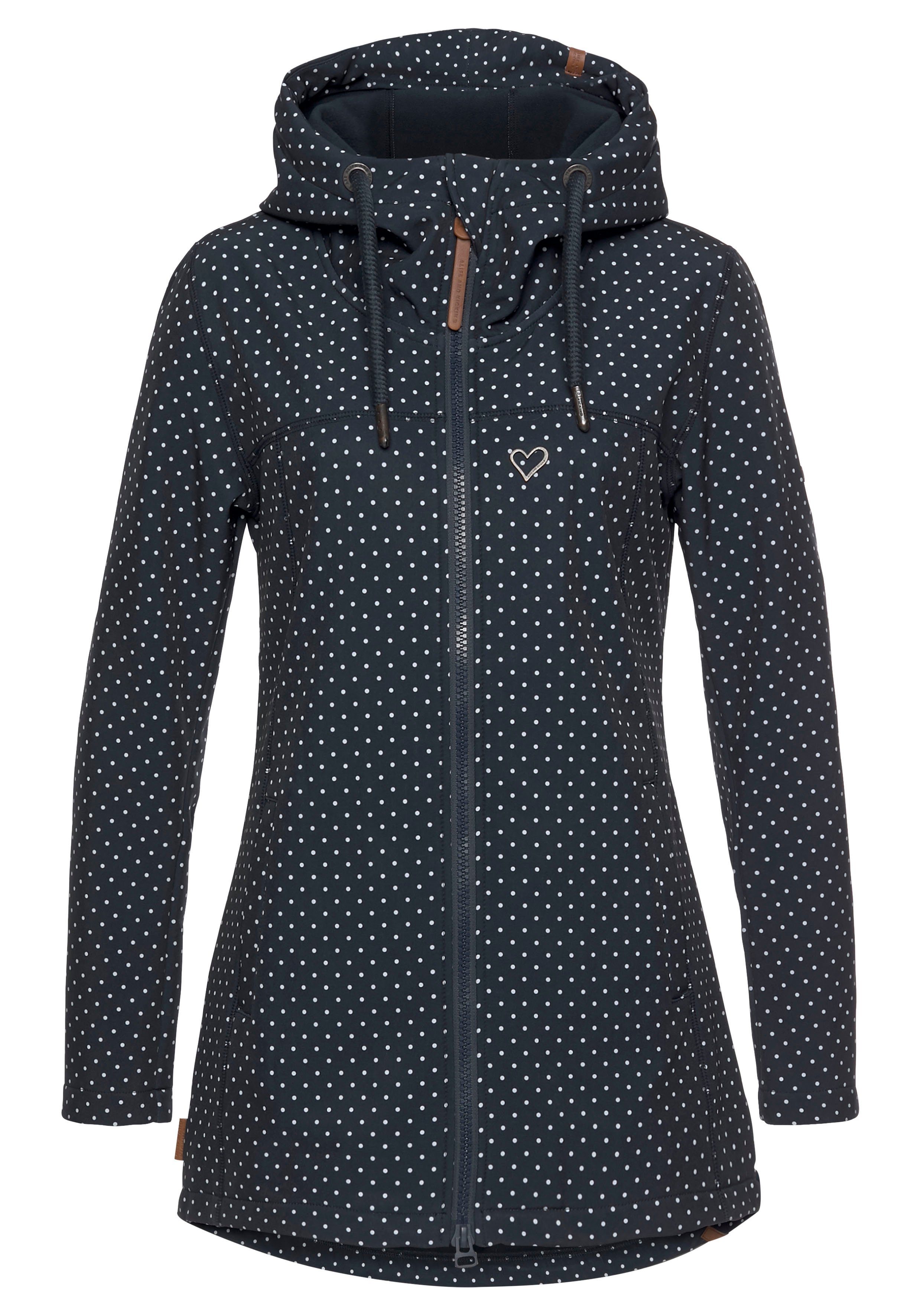 Alife & Kickin Outdoorjacke CharlotteAK D taillierter Parka mit Alloverprint & 2-Wege-Zipper navy dots