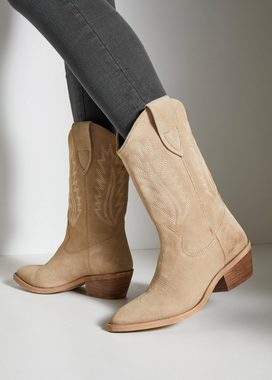 LASCANA Cowboy Boots Cowboy Stiefelette, Western Stiefel, Ankleboots aus hochwertigem Leder