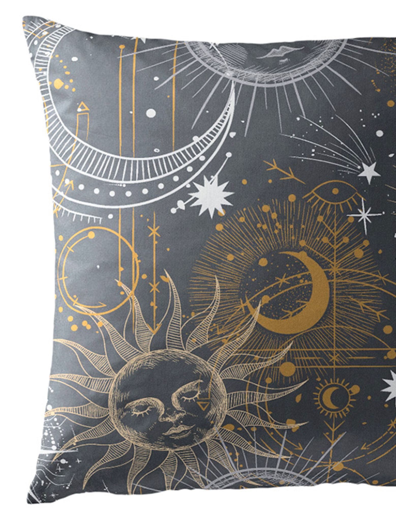 JACK Bettwäsche 135x200cm Sonne Mond Sterne Anthrazit, Biber, 2 teilig, mit atemberaubendem Sonne-Mond-Sterne-Design – Bild 4 von 5