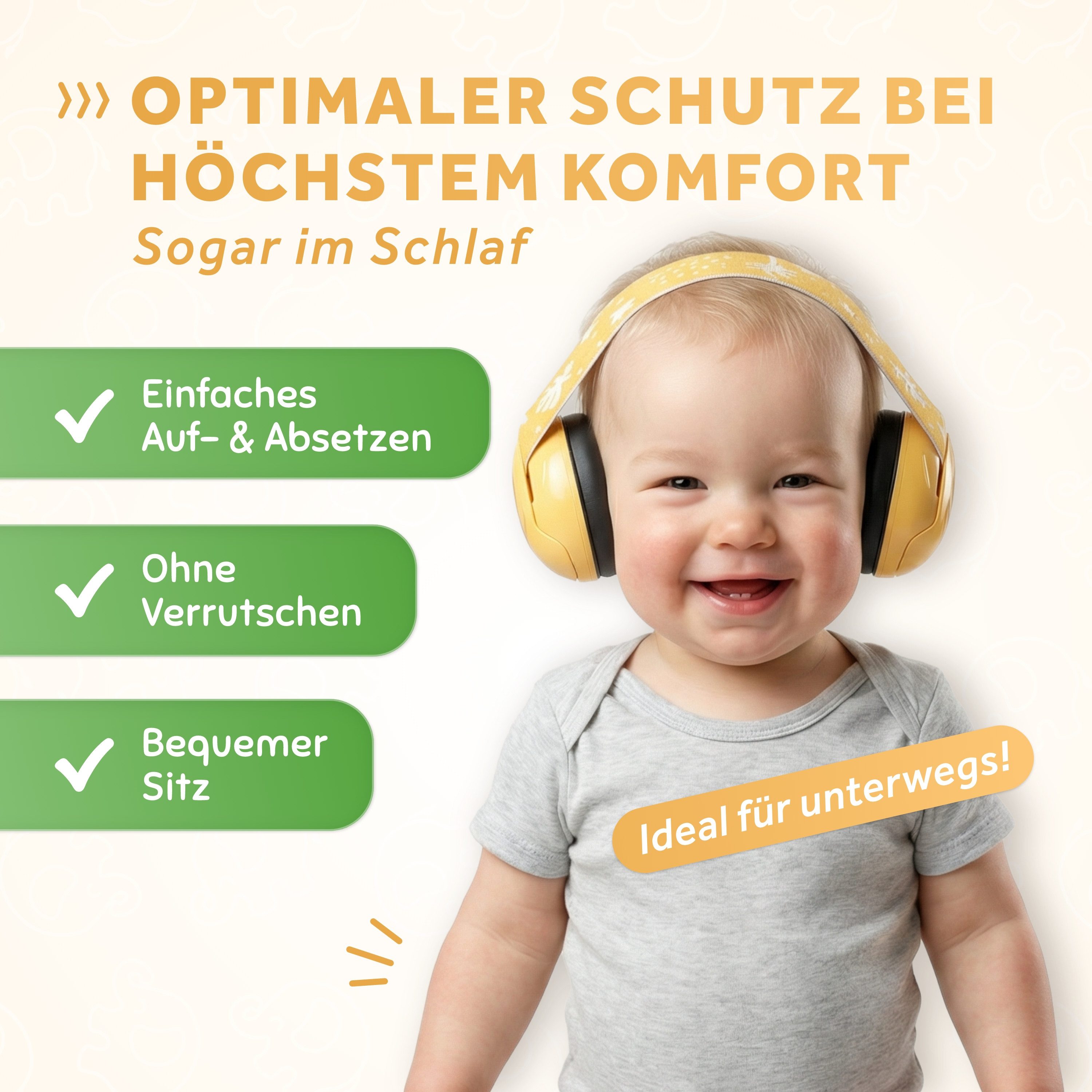 Schallwerk Kapselgehörschutz Mini+ Ohrenschützer für Kleinkinder - Gehörschutz Baby, (Kopfhörer Babys & Kleinkinder, Ohrenschutz für Babys mit verstellbaren Band), bis zu 52cm Kopfumfang