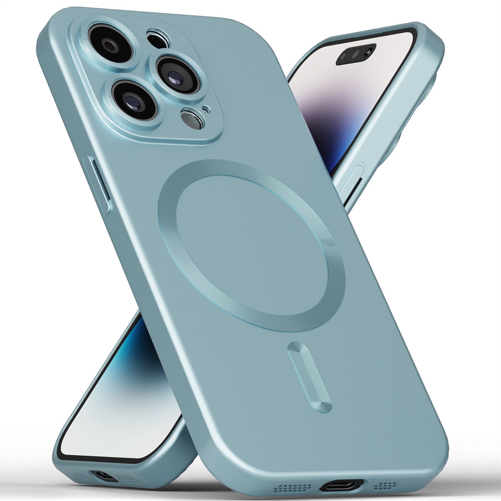 GreenHec Handyhülle Hülle iPhone 16 15 14 13 Pro Max Plus Slim MagSafe Case Dünn Handy 7 Zoll, Cover Bumper Schutzhülle Blau Silber Grau Rose Kameraschutz