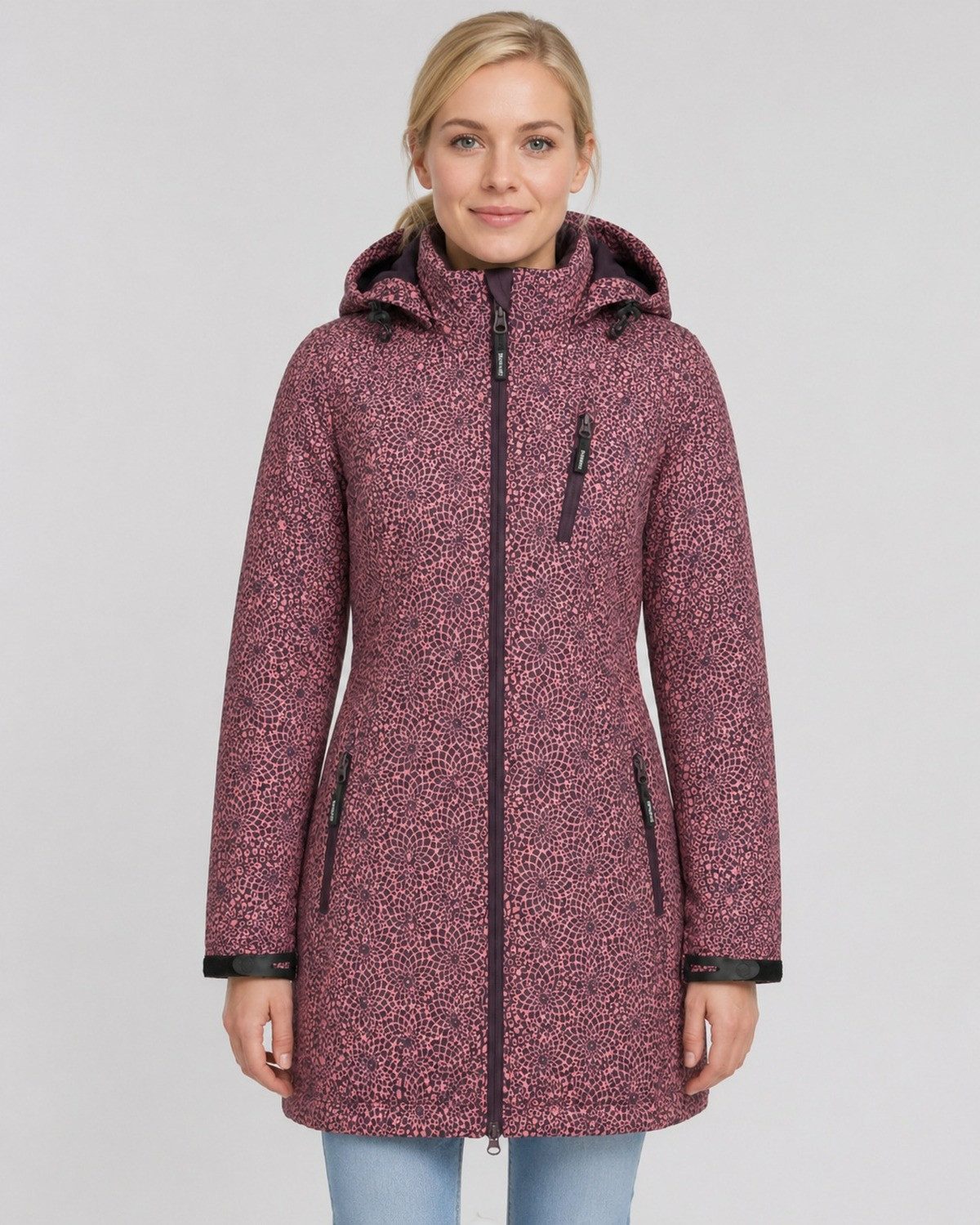 DEPROC Active Softshelljacke SHELBY LONG leichter Softshell Kurzmantel mit abnehmbarer Kapuze