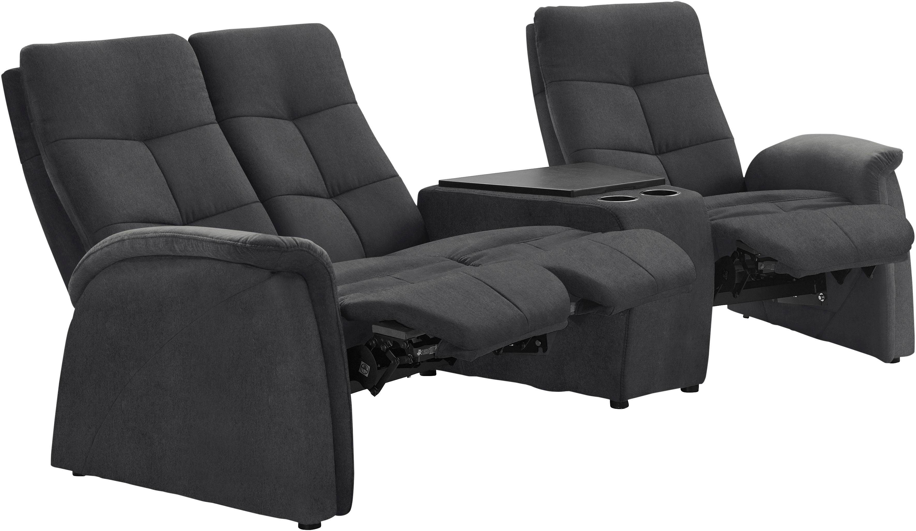 exxpo - sofa fashion 3-Sitzer Tivoli, Kinosofa mit Relaxfunktion, mit Ablagetisch und Stauraum, bequem und komfortabel, hohe Rückenlehne