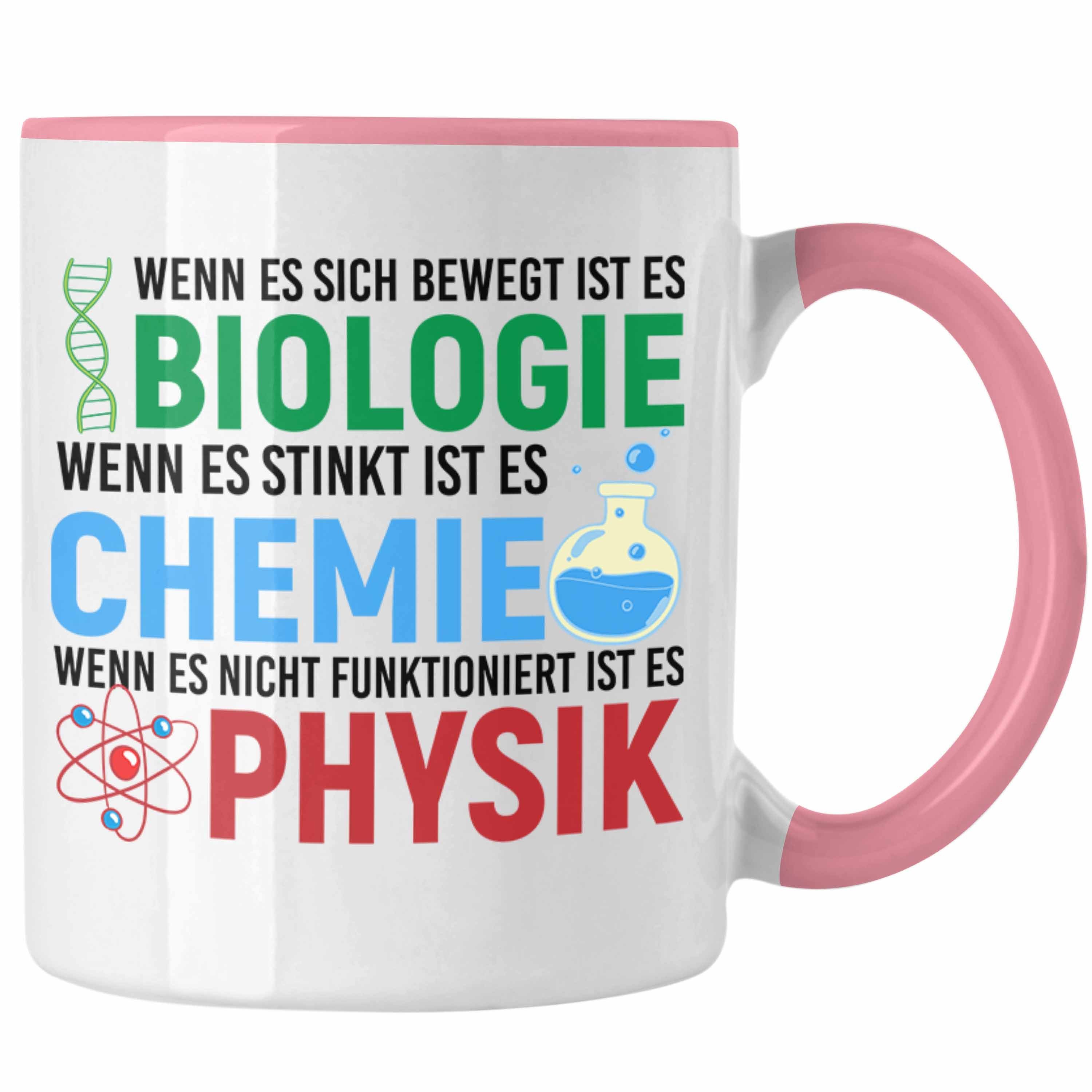 Trendation Tasse Trendation - Biologie Chemie Physik Tasse Geschenk Nerd Lehrer Geschenkidee Naturwissenschaften Studium Student Geschenkidee Rosa