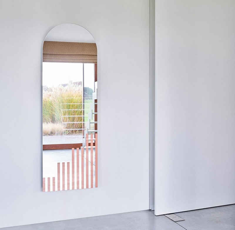 Casa Padrino Wandspiegel Designer Wandspiegel Hellrosa Streifen 50 x 1 x H. 150 cm - Wohnzimmer Spiegel - Schlafzimmer Spiegel - Garderoben Spiegel - Designer Möbel