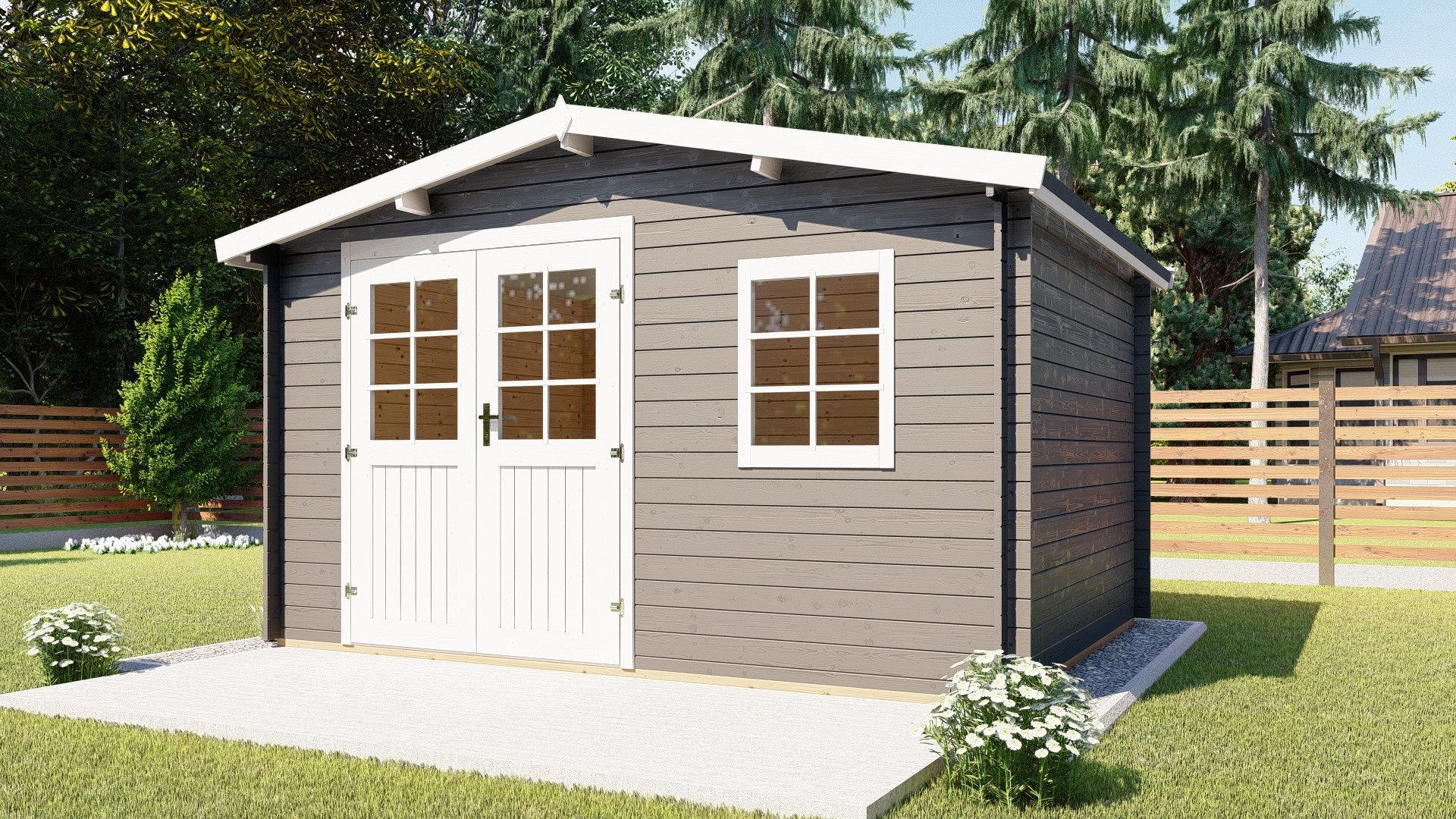 Finn Art Blockhaus Gartenhaus 4x3m Holz Schweden 18 in 28mm Wandstärke, BxT: 390x300 cm, ohne Fußboden, ohne Dacheindeckung