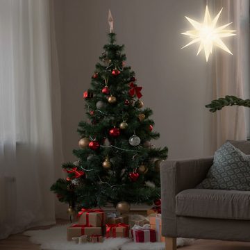 monzana Dekostern, Weihnachtsstern 3D Ø57 cm LED Beleuchtet Warmweiß inkl. Leuchtmittel E27 Timer Innen & Außen IP44 Weihnachten Leuchtstern Dekostern Faltstern