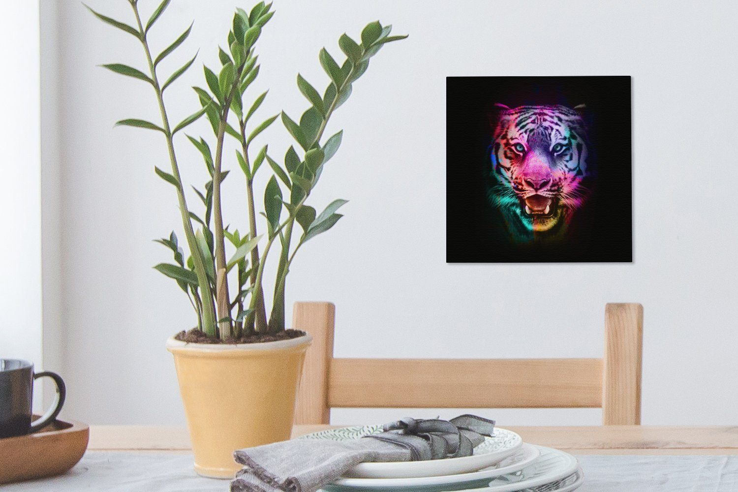 Leinwandbild Leinwand Tiger Tiere, Schlafzimmer (1 St), Bilder Wohnzimmer - - OneMillionCanvasses® für Farbe