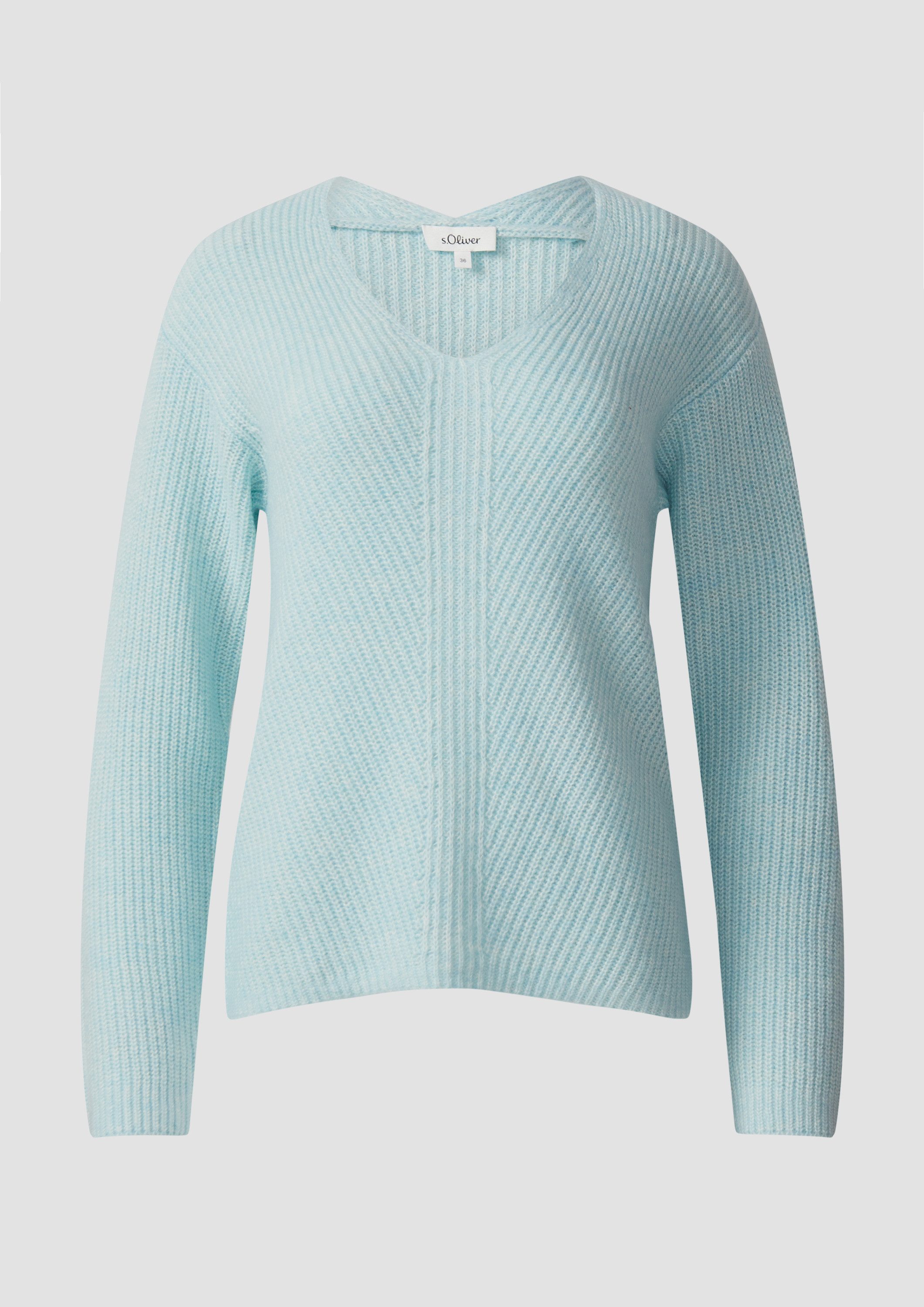 s.Oliver Longpullover Strickpullover Weicher Strickpullover im Relaxed Fit mit V-Ausschnitt