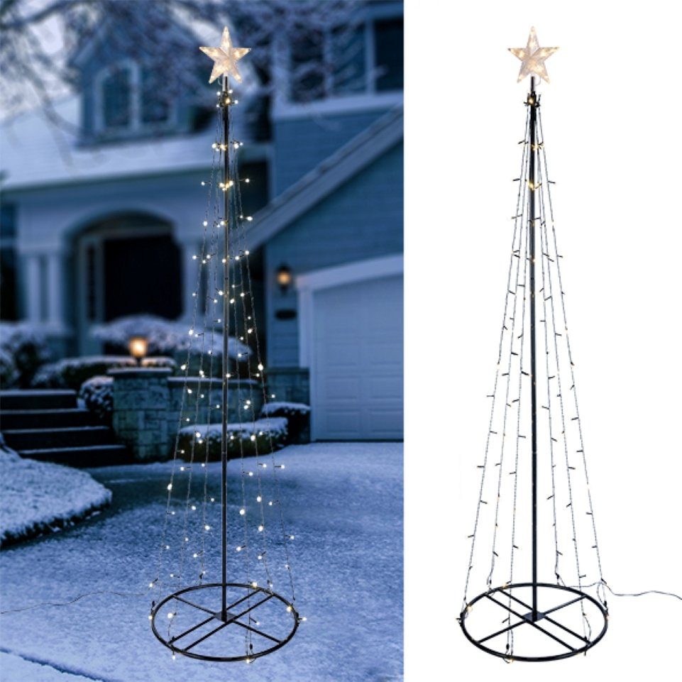 Haushalt International Künstlicher Weihnachtsbaum 240cm, 150 LED warmweiss,  Metallbaum, Innen und Außen