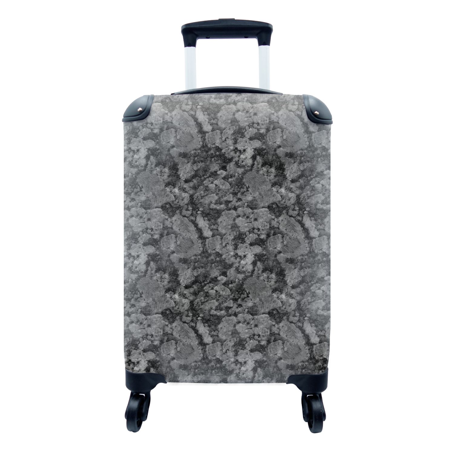 MuchoWow Handgepäckkoffer Granit - Grau - Muster, 4 Rollen, Reisetasche mit rollen, Handgepäck für Ferien, Trolley, Reisekoffer