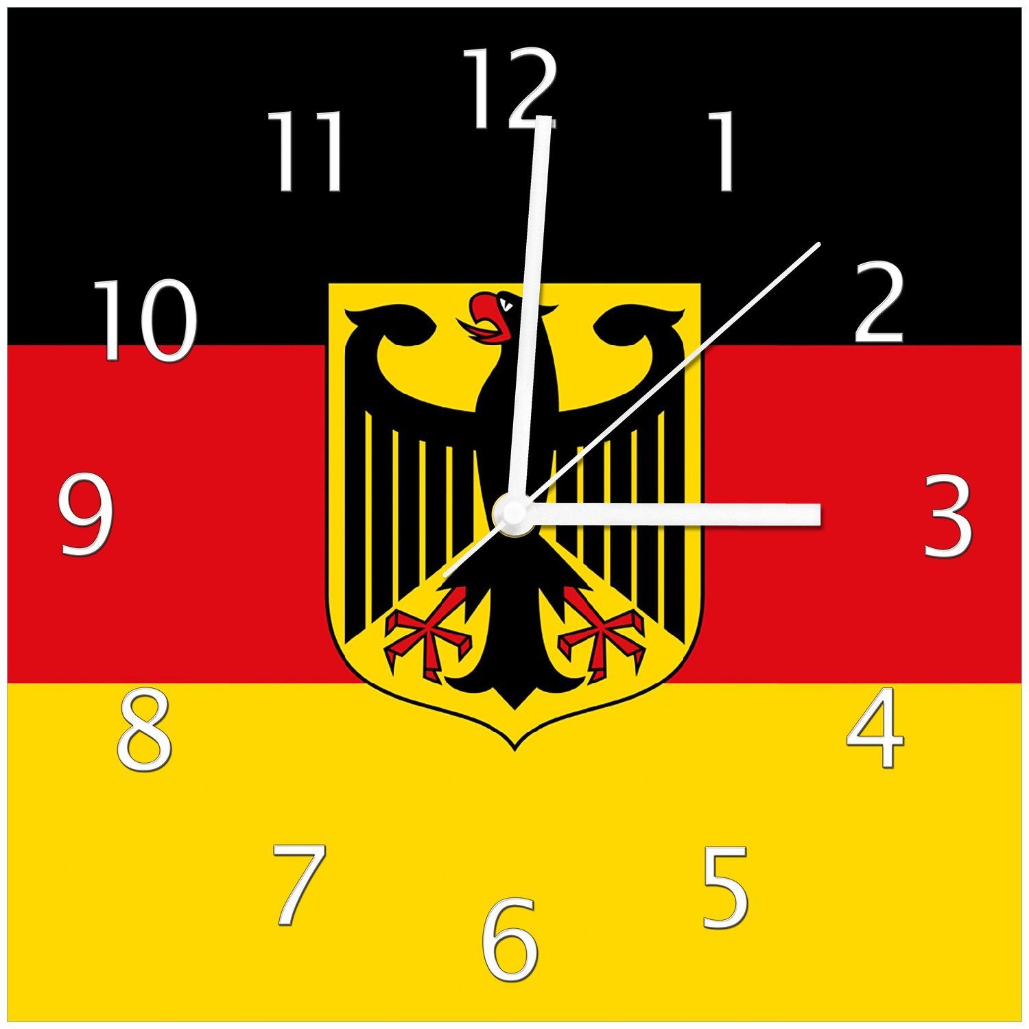 Deutsche Wallario Wanduhr (Glasuhr) Flagge mit Wappen