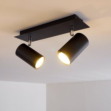 hofstein Deckenleuchte »Godo« moderne Deckenlampe aus Metall in Schwarz/Chrom, ohne Leuchtmittel, Leuchte mit verstellbaren Strahlern, 2xGU10